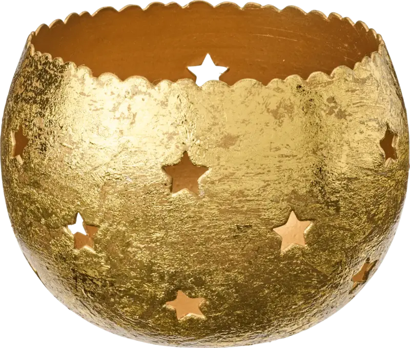 BOLTZE Windlicht aus Metall mit Sternausstanzung, gold