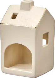 BOLTZE Windlicht aus Keramik, Haus, weiß-gold