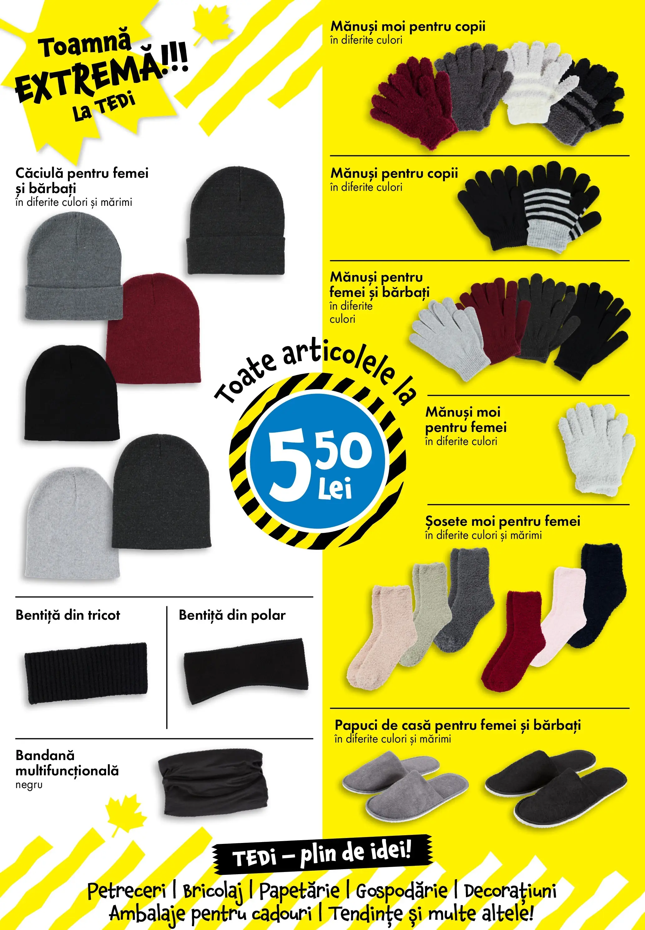 Catalog TEDi - Oferta 10.10.2025 - 19.10.2025 | Pagină: 20 | Produse: Mănuși, Șosete, Papuci