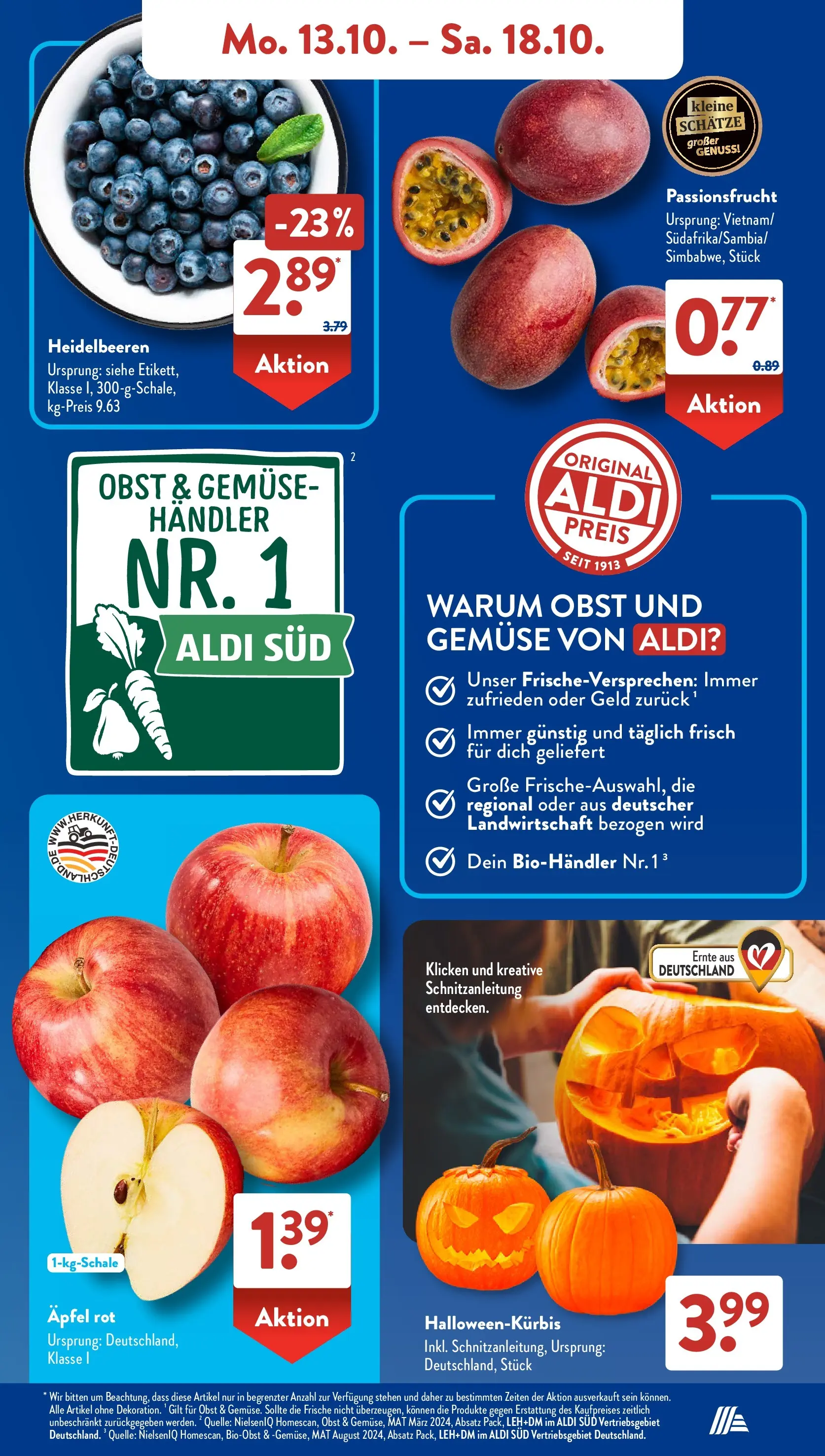 Aldi Süd - Aldi Süd: Wochenangebote (ab 13.10.2025) zum Blättern | Seite: 5 | Produkte: Äpfel, Heidelbeeren, Gemüse, Obst