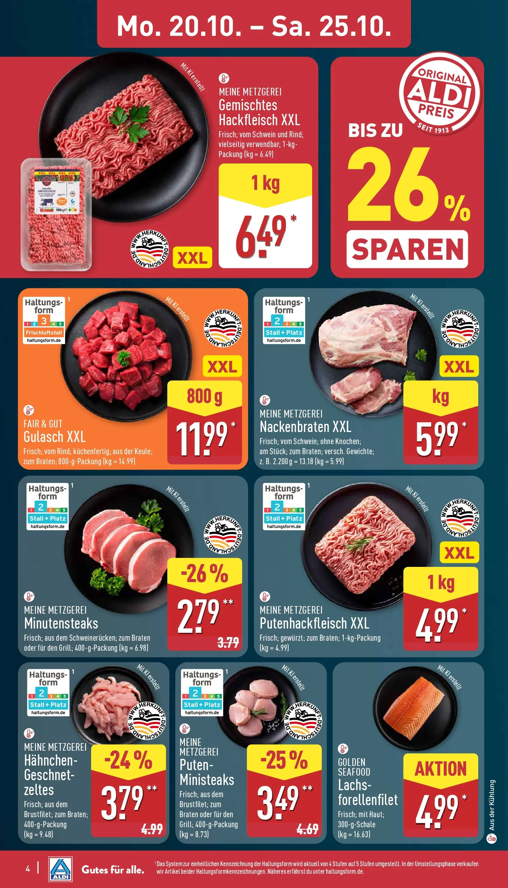 Aldi - ALDI Nord: Wochenangebote (ab 19.10.2025) » Angebote Online | Seite: 4 | Produkte: Hahnchen, Lachs, Gulasch, Hackfleisch