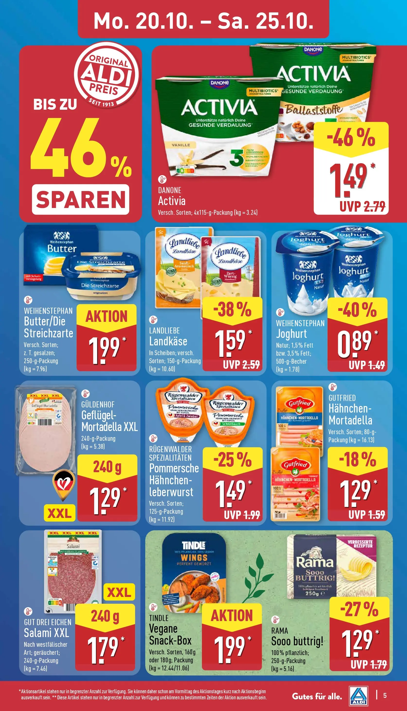 Aldi - ALDI Nord: Wochenangebote (ab 19.10.2025) » Angebote Online | Seite: 5 | Produkte: Activia, Butter, Joghurt, Salami