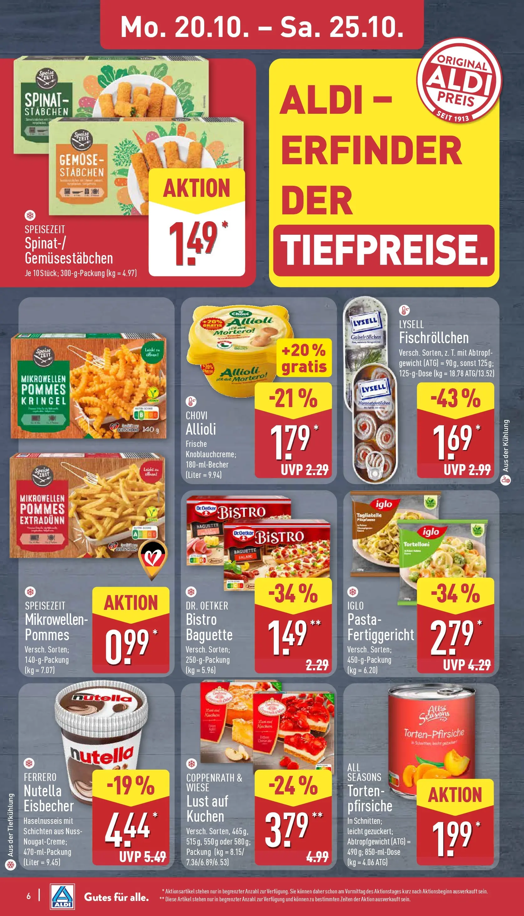 Aldi - ALDI Nord: Wochenangebote (ab 19.10.2025) » Angebote Online | Seite: 6 | Produkte: Pommes, Nutella, Pasta, Kuchen