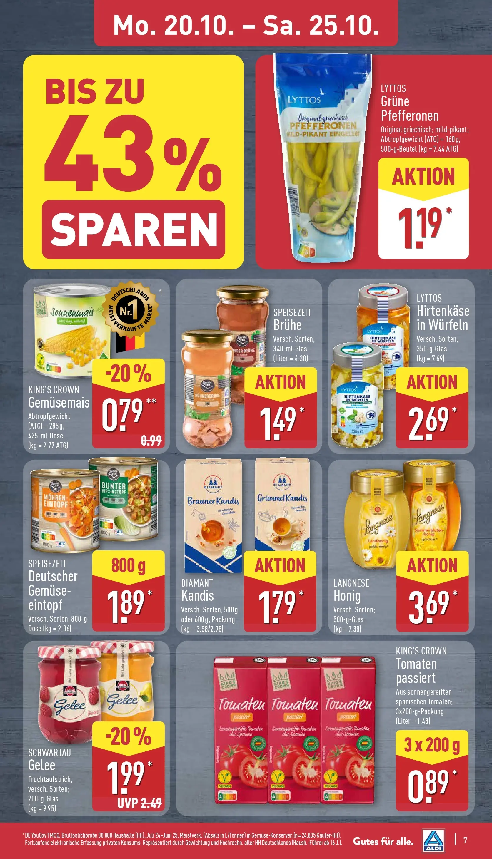 Aldi - ALDI Nord: Wochenangebote (ab 19.10.2025) » Angebote Online | Seite: 7 | Produkte: Langnese, Tomaten, Mohren, Gemüse