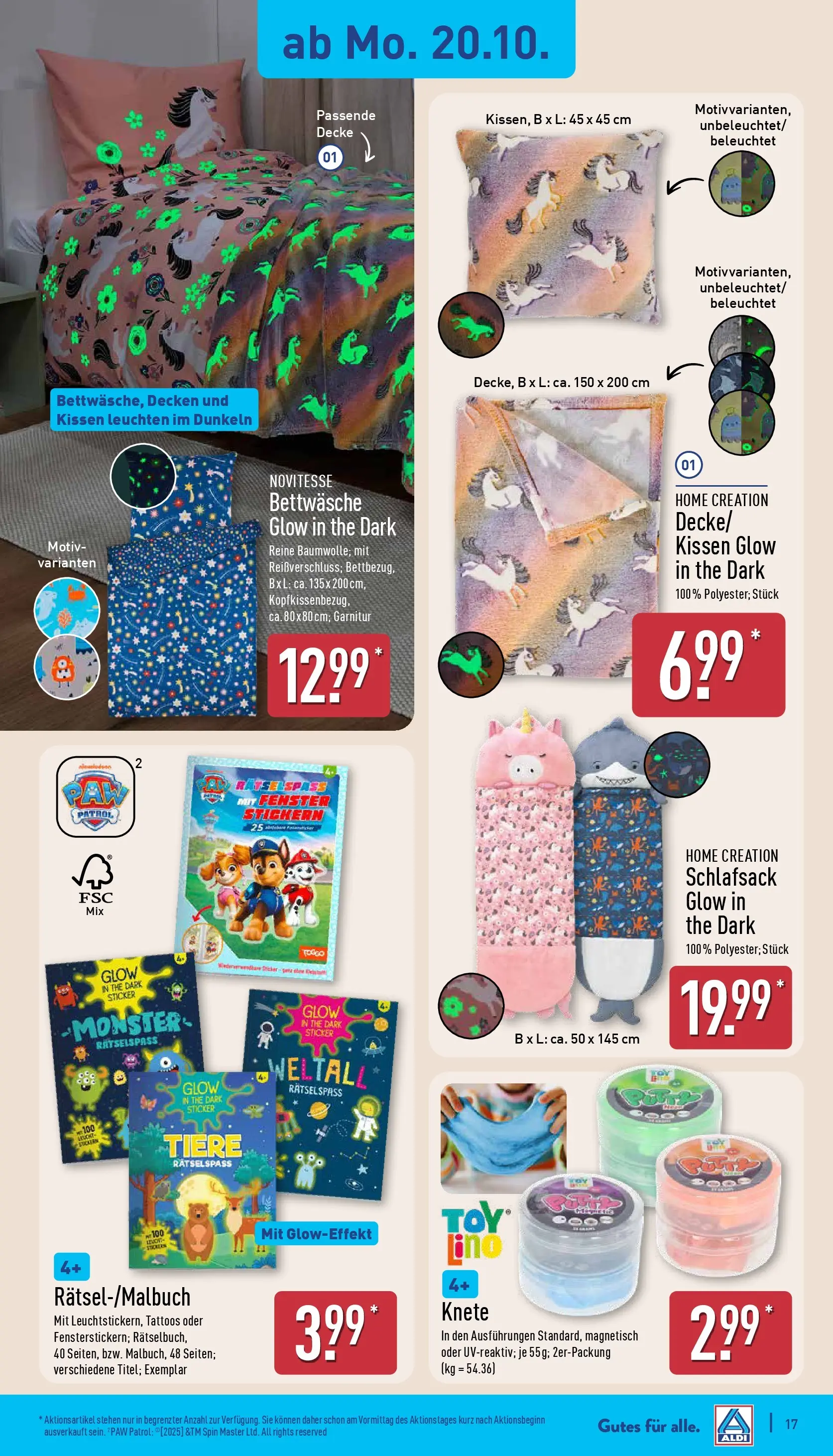 Aldi - ALDI Nord: Wochenangebote (ab 19.10.2025) » Angebote Online | Seite: 17 | Produkte: Kissen, Bettwäsche, Monster, Home creation