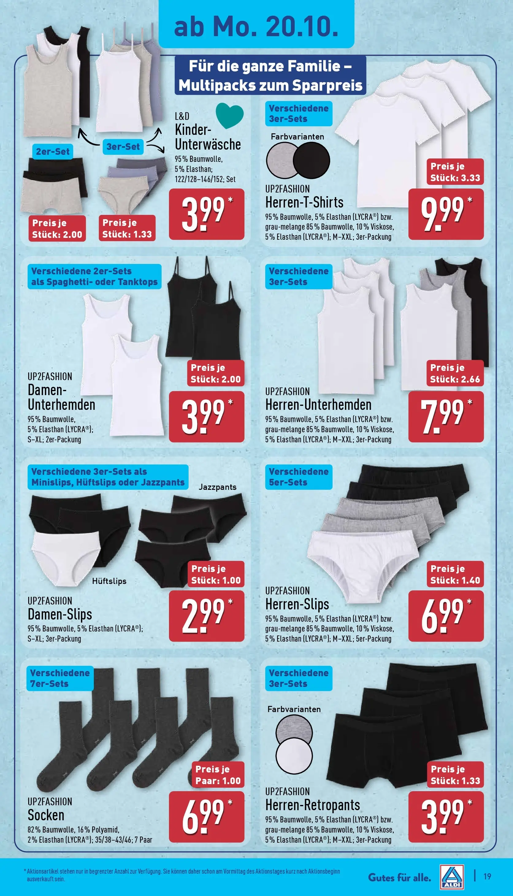 Aldi - ALDI Nord: Wochenangebote (ab 19.10.2025) » Angebote Online | Seite: 19 | Produkte: Up2fashion, Unterwäsche, Socken