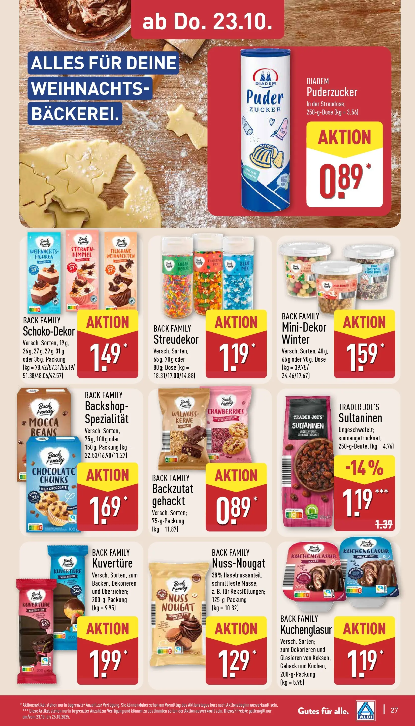 Aldi - ALDI Nord: Wochenangebote (ab 19.10.2025) » Angebote Online | Seite: 27 | Produkte: Puder, Zucker