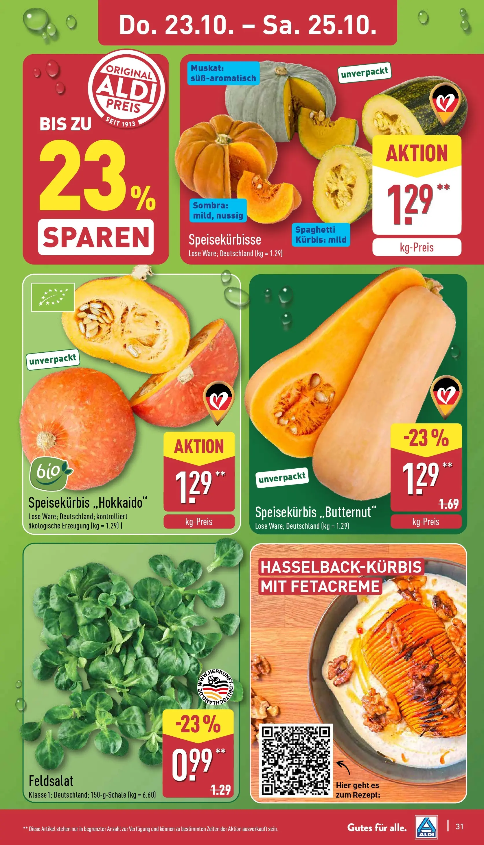 Aldi - ALDI Nord: Wochenangebote (ab 19.10.2025) » Angebote Online | Seite: 31 | Produkte: Kürbis