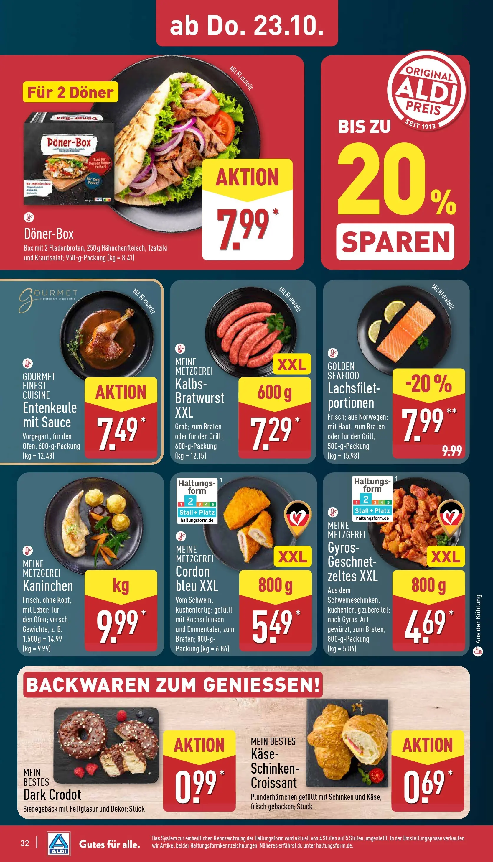 Aldi - ALDI Nord: Wochenangebote (ab 19.10.2025) » Angebote Online | Seite: 32 | Produkte: Käse, Kaninchen, Bratwurst, Gyros
