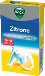Wick Bonbon, Zitrone mit Menthol, zuckerfrei, in der Taschenbox