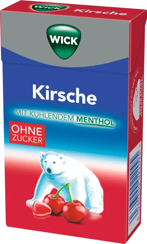 Wick Bonbon, Kirsche mit Menthol, zuckerfei, in der Taschenbox
