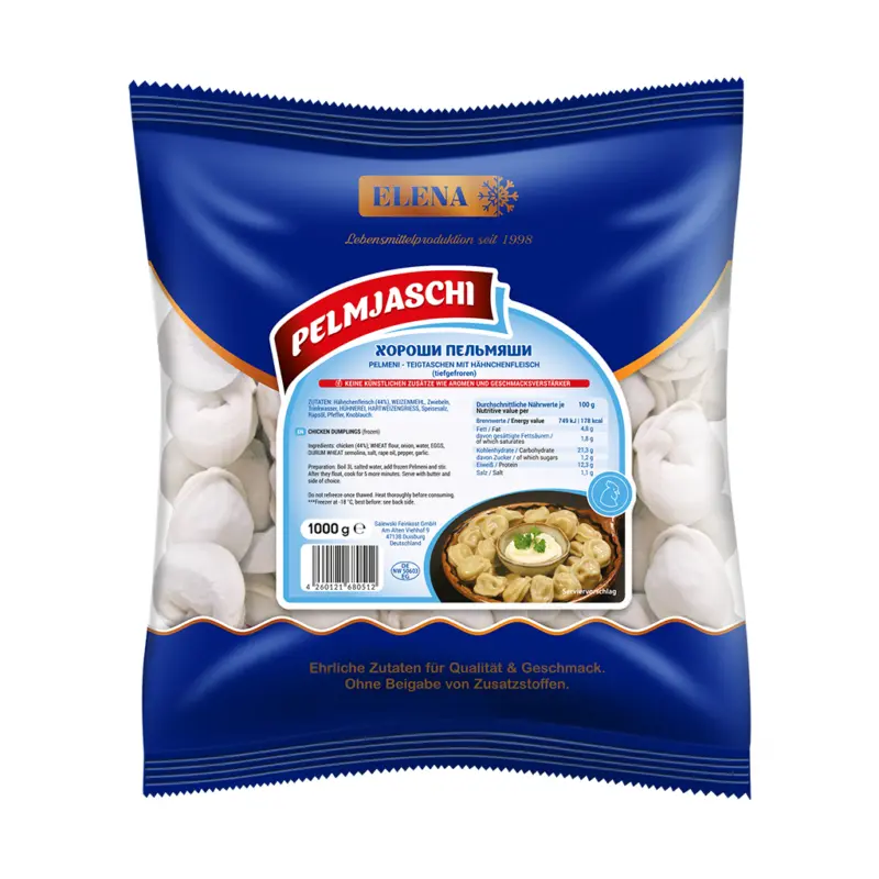 Pelmeni-Teigtaschen gefüllt mit Hähnchenfleisch