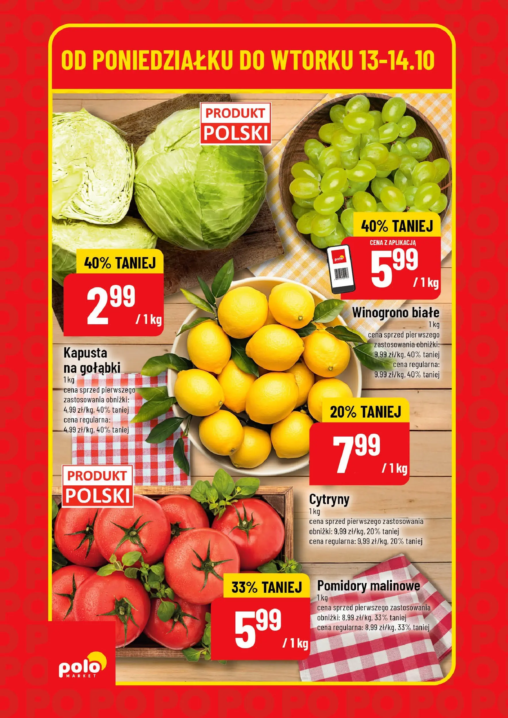 POLOmarket gazetka od jutra (13.10.2025) - Nowa PDF | Strona: 2 | Produkty: Kapusta, Winogrono, Pomidory malinowe, Pomidory