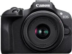 Canon EOS R100 + Objektiv RF-S 18-45mm SD, 24.1 Megapixel, 7.5 cm, Wi-Fi, Schwarz; Spiegellose Systemkamera