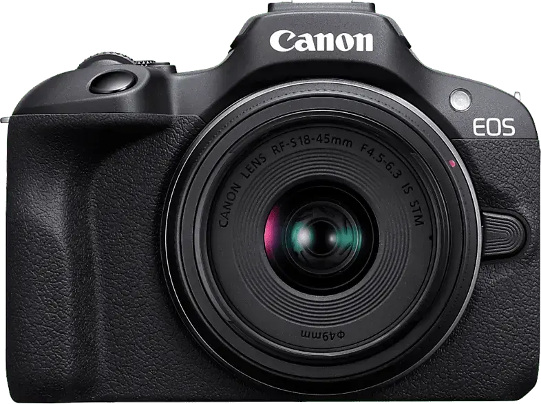Canon EOS R100 + Objektiv RF-S 18-45mm SD, 24.1 Megapixel, 7.5 cm, Wi-Fi, Schwarz; Spiegellose Systemkamera
