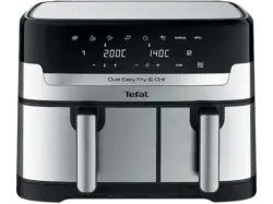 Tefal EY905D Dual Easy Fry & Grill Doppelkammer-Heißluftfritteuse mit 2 Garzonen 8,3 l, 2700 Watt, Schwarz