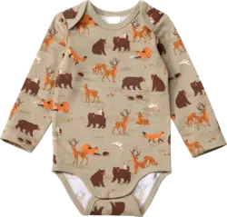 ALANA Body Langarm Pro Climate mit Waldtier-Muster, braun & grün, Gr. 86/92
