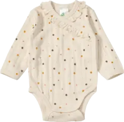 ALANA Wickelbody mit Ajour-Struktur & Blumen-Muster, beige, Gr. 62/68