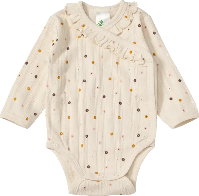 ALANA Wickelbody mit Ajour-Struktur & Blumen-Muster, beige, Gr. 62/68