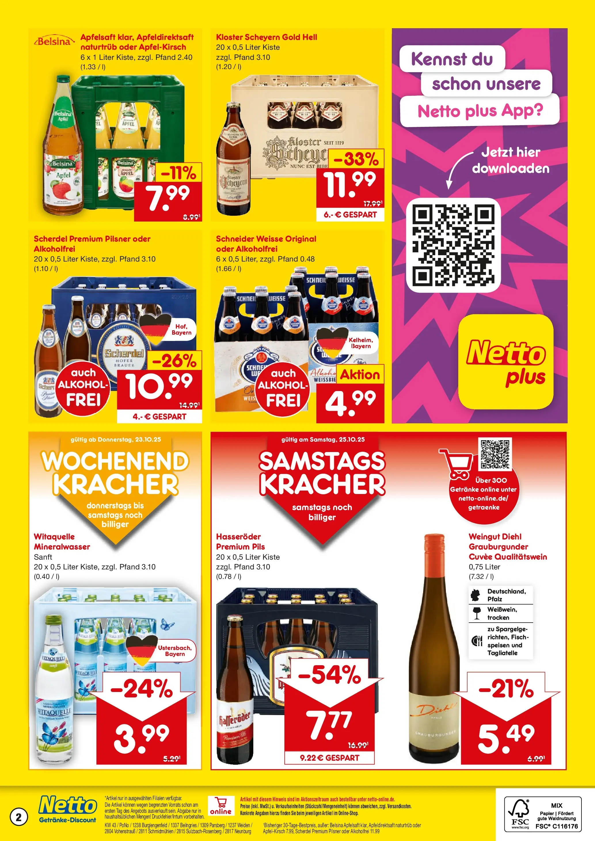 Netto Marken-Discount prospekt Parsberg	 (ab 19.10.2025) » Angebote | Seite: 2 | Produkte: Pils, Äpfel, Apfelsaft, Fisch