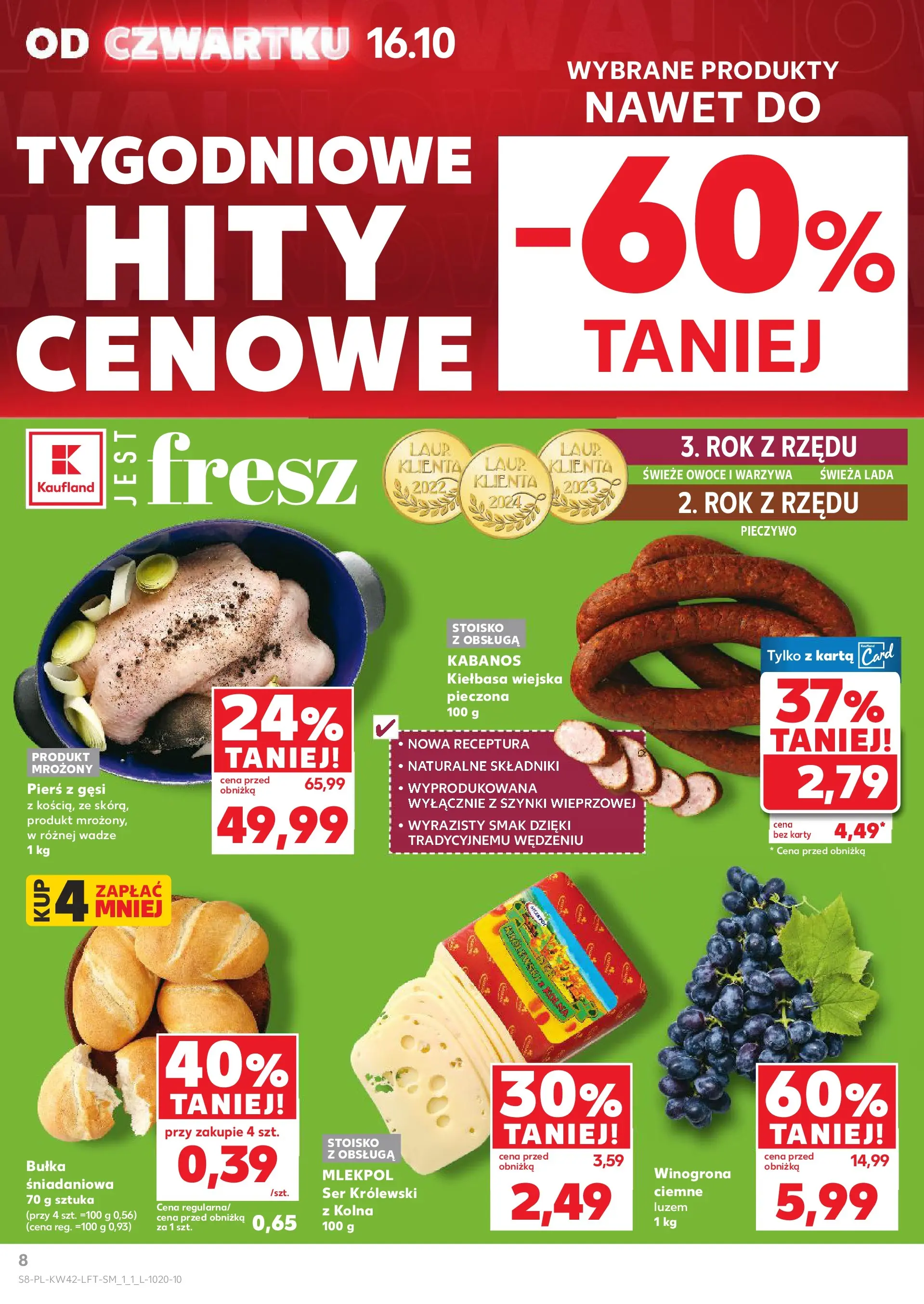 Kaufland gazetka od 16.10.2025 - od jutra PDF | Strona: 8 | Produkty: Kiełbasa, Pieczywo, Ser, Warzywa