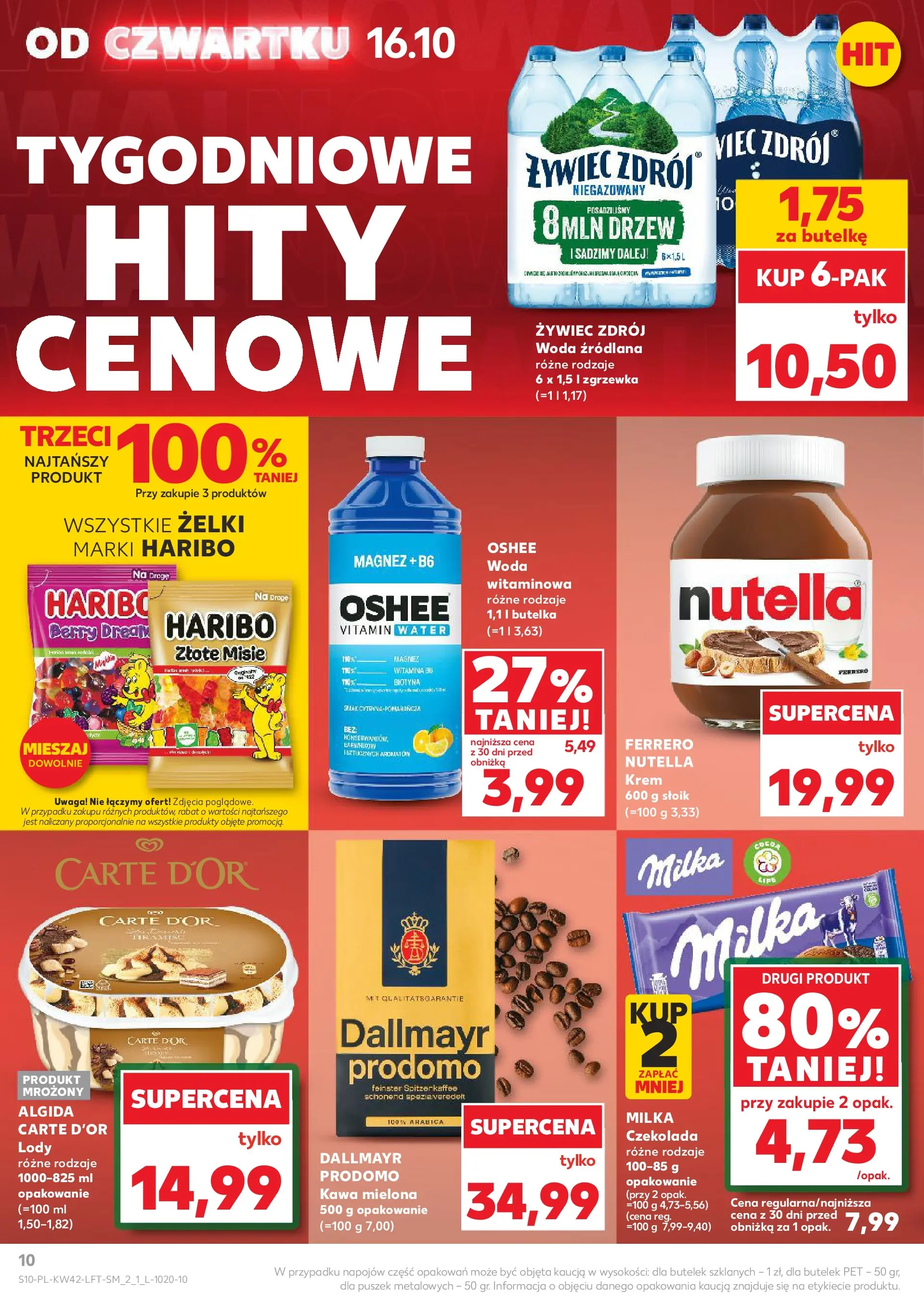Kaufland gazetka od 16.10.2025 - od jutra PDF | Strona: 10 | Produkty: Woda źródlana, Milka, Czekolada, Lody