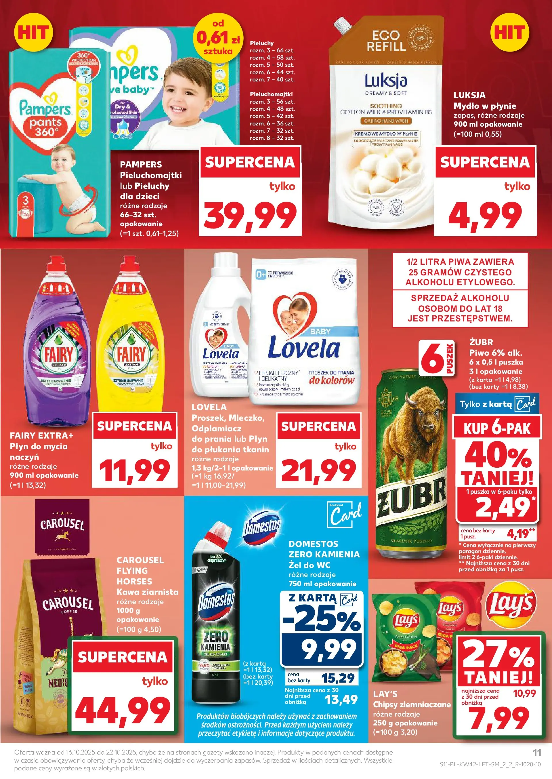 Kaufland gazetka od 16.10.2025 - od jutra PDF | Strona: 11 | Produkty: Chipsy, Kawa ziarnista, Pampers, Odplamiacz