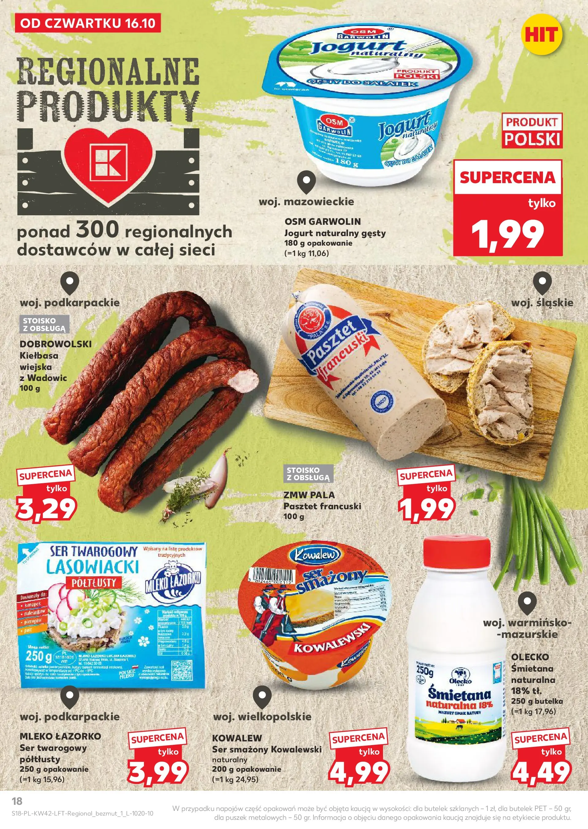 Kaufland gazetka od 16.10.2025 - od jutra PDF | Strona: 18 | Produkty: Jogurt naturalny, Ser, Jogurt, Śmietana
