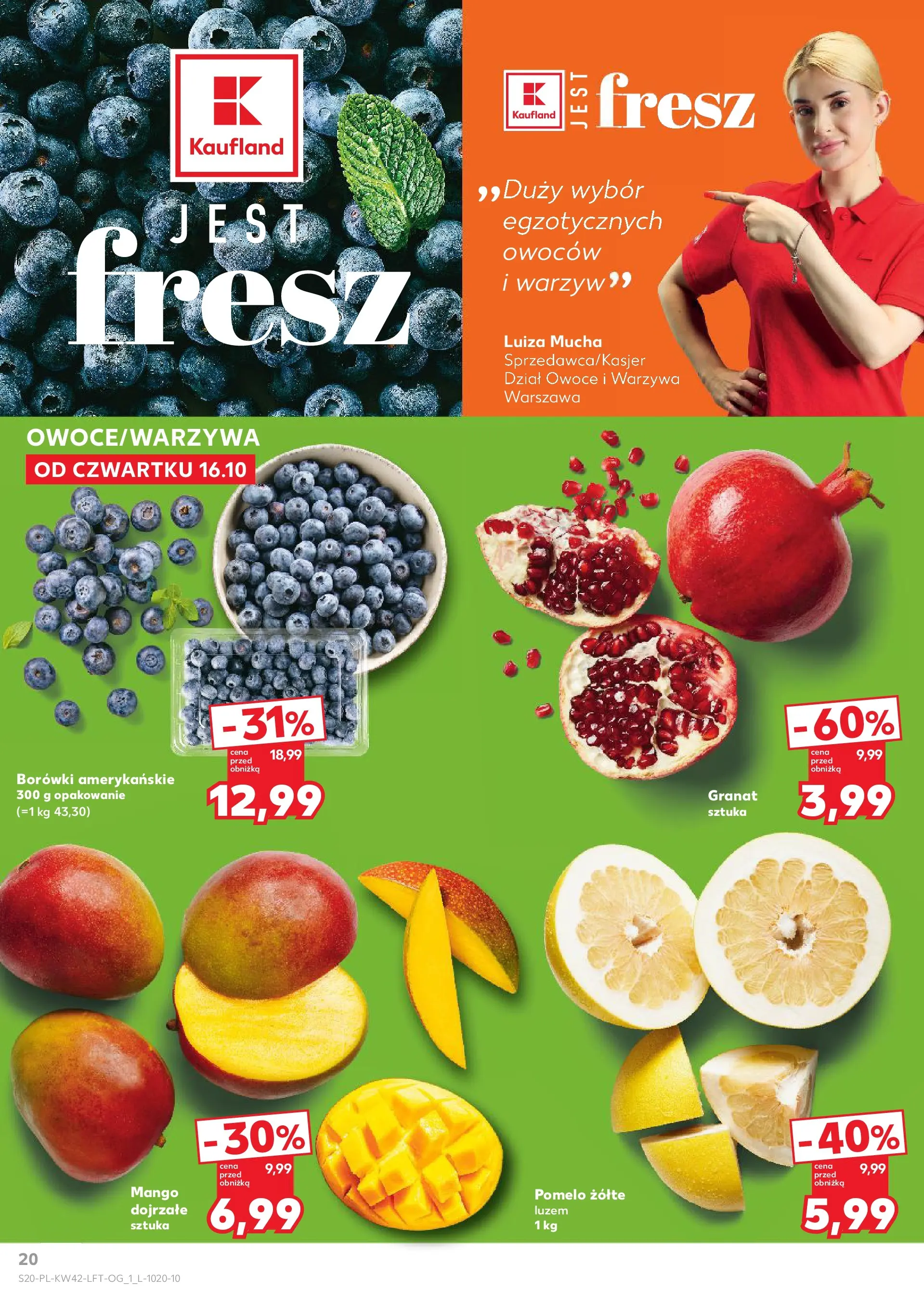 Kaufland gazetka od 16.10.2025 - od jutra PDF | Strona: 20 | Produkty: Mango, Pomelo, Warzywa, Owoce
