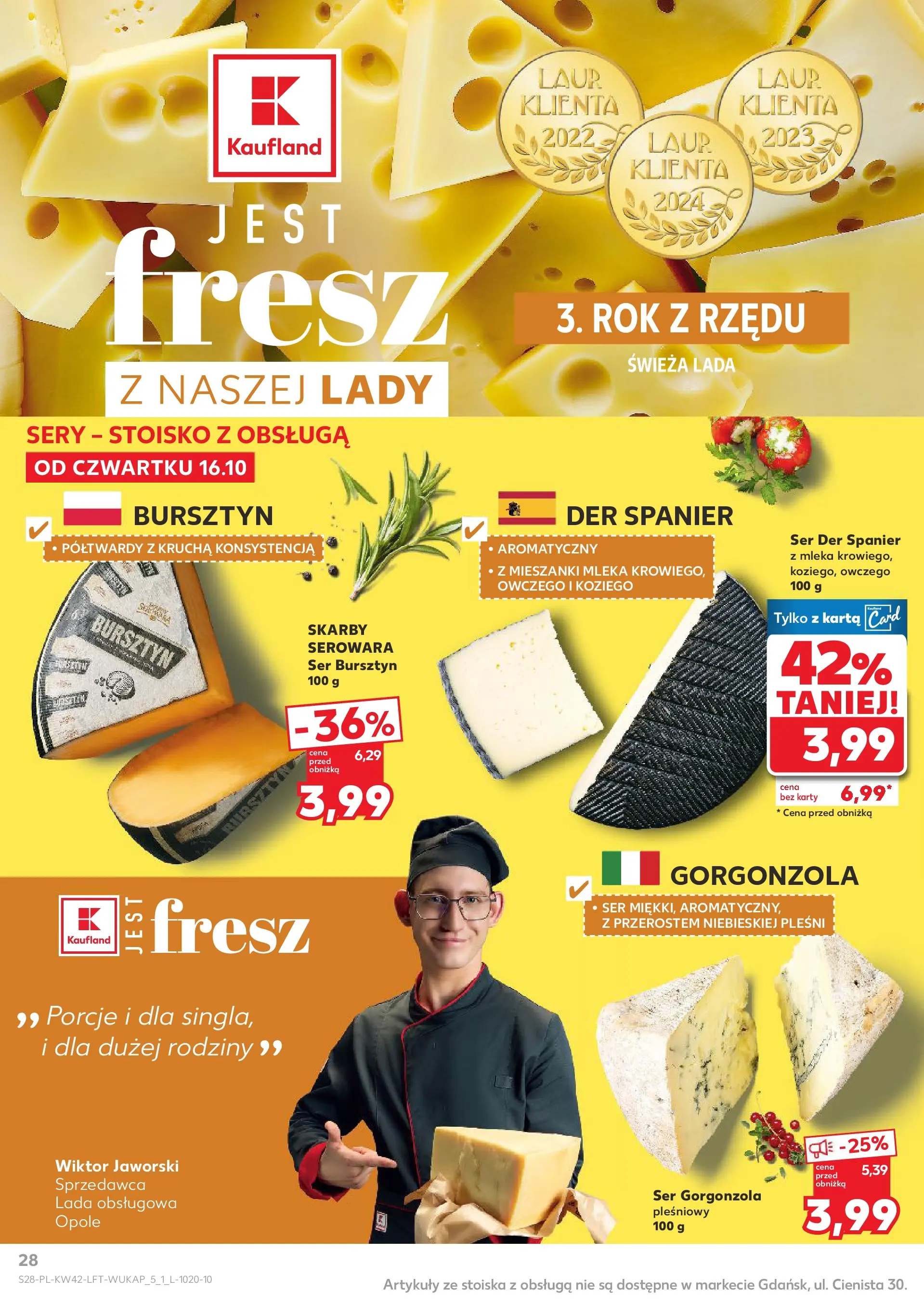 Kaufland gazetka od 16.10.2025 - od jutra PDF | Strona: 28 | Produkty: Karta, Mleka, Sery, Ser gorgonzola