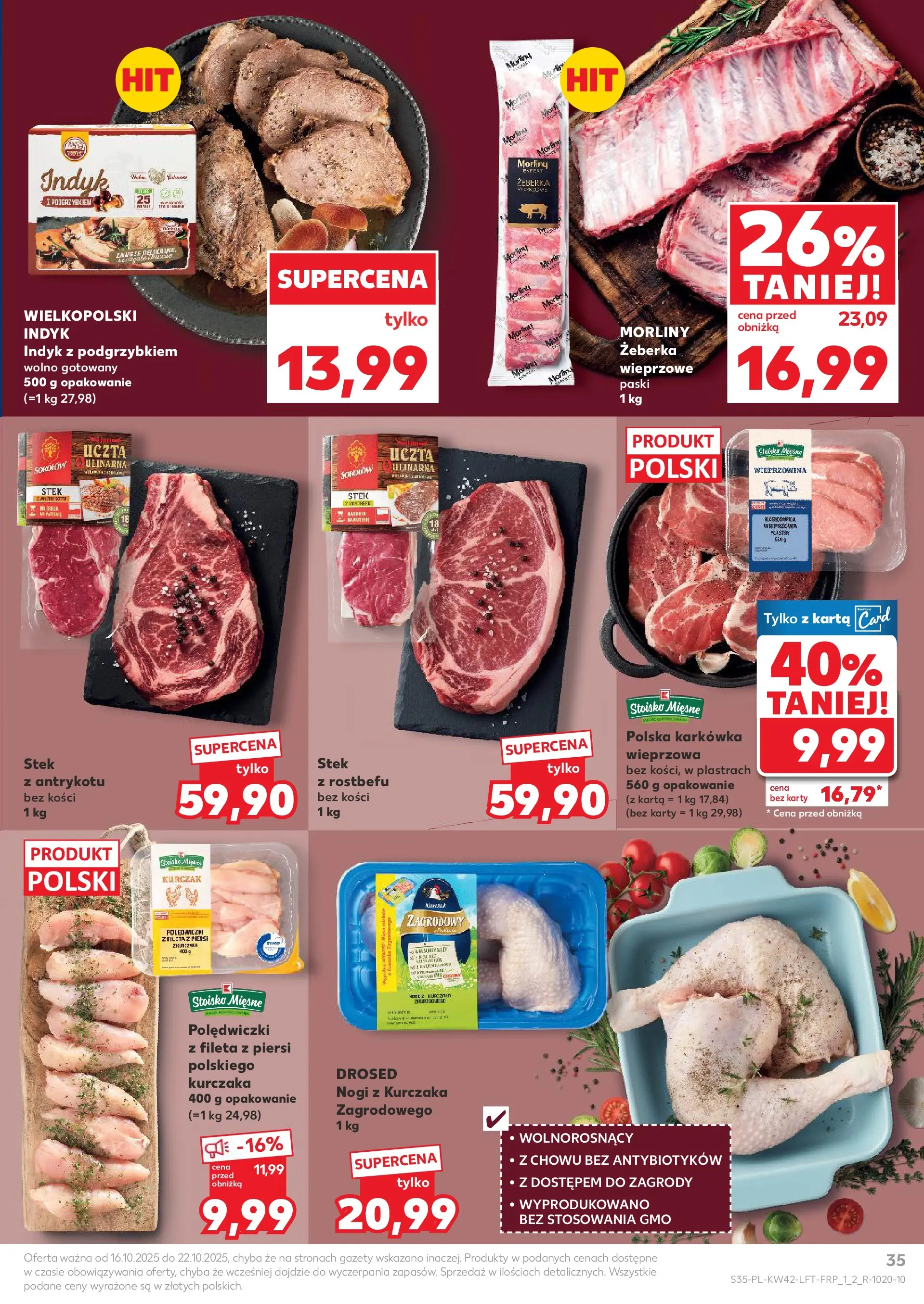 Kaufland gazetka od 16.10.2025 - od jutra PDF | Strona: 35 | Produkty: Karkówka, Piersi, Kurczak zagrodowy, Wieprzowina
