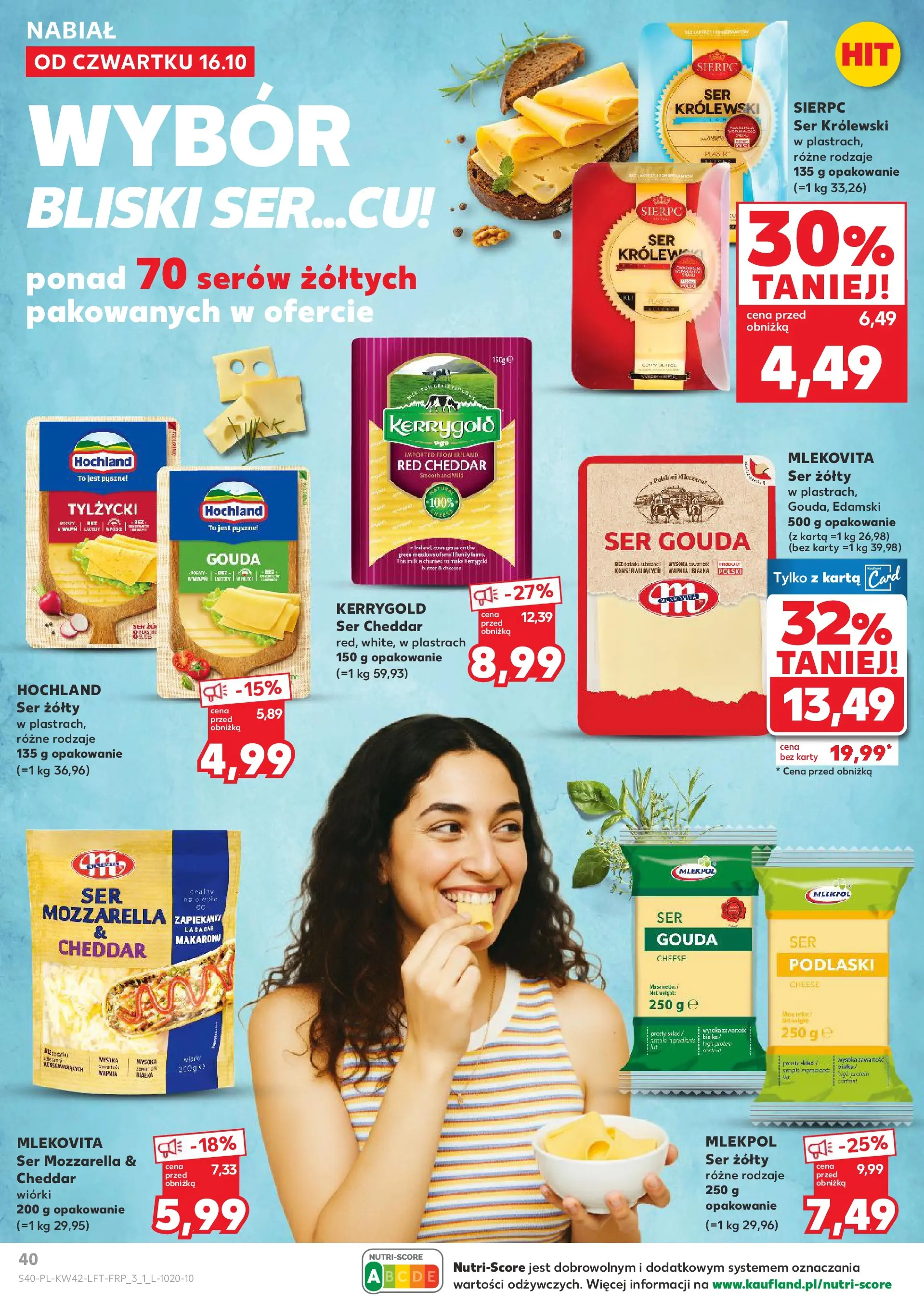 Kaufland gazetka od 16.10.2025 - od jutra PDF | Strona: 40 | Produkty: Ser żółty, Karta, Ser gouda, Ser cheddar