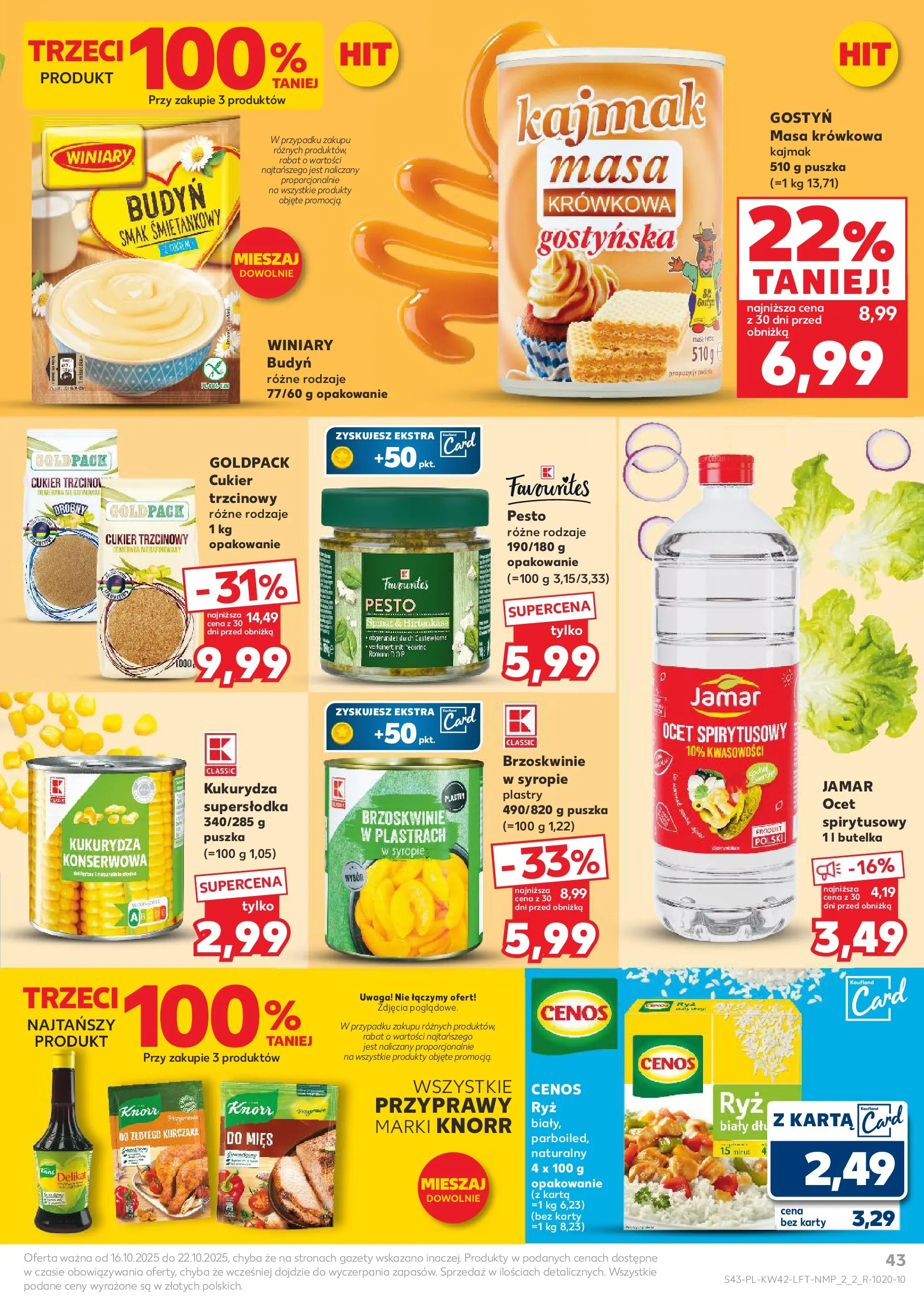 Kaufland gazetka od 16.10.2025 - od jutra PDF | Strona: 43 | Produkty: Kukurydza, Cukier trzcinowy, Brzoskwinie, Cukier