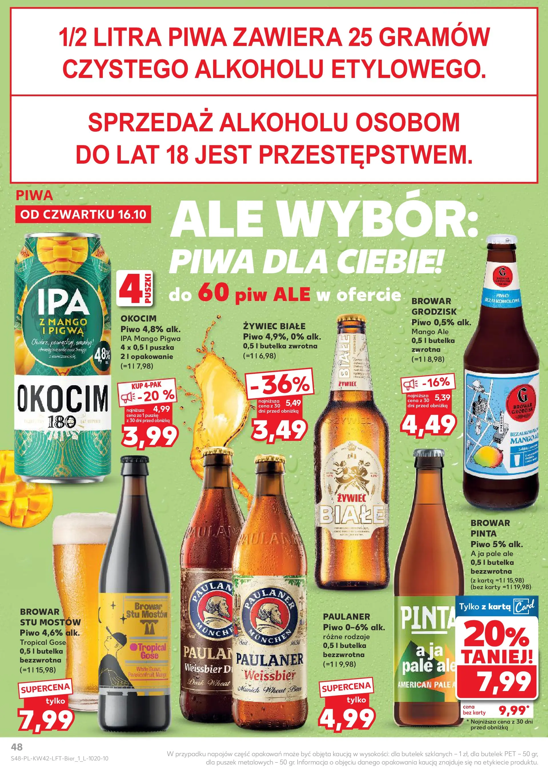 Kaufland gazetka od 16.10.2025 - od jutra PDF | Strona: 48 | Produkty: Mango, Karta, Pigwa, Piwo