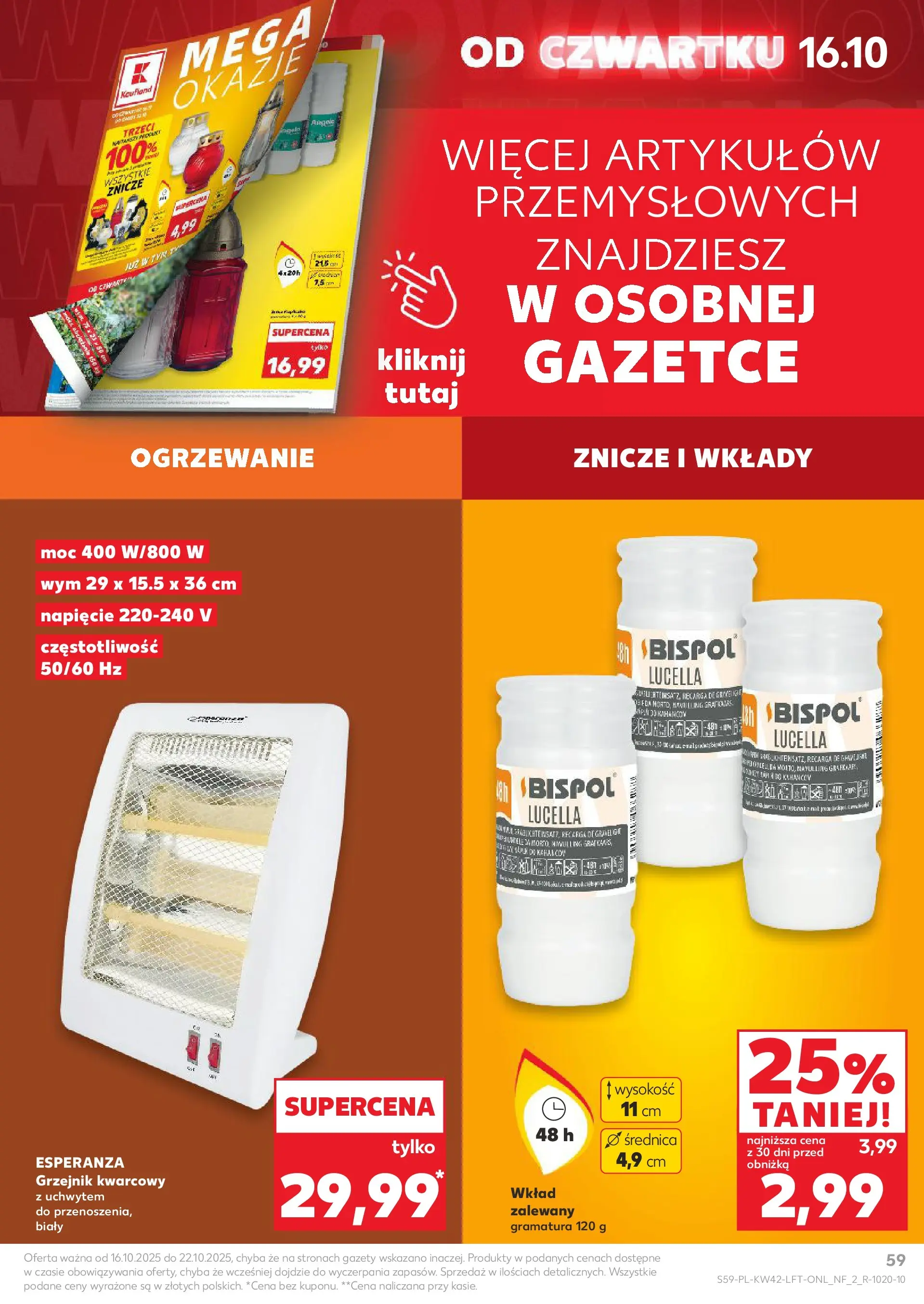 Kaufland gazetka od 16.10.2025 - od jutra PDF | Strona: 59 | Produkty: Znicze