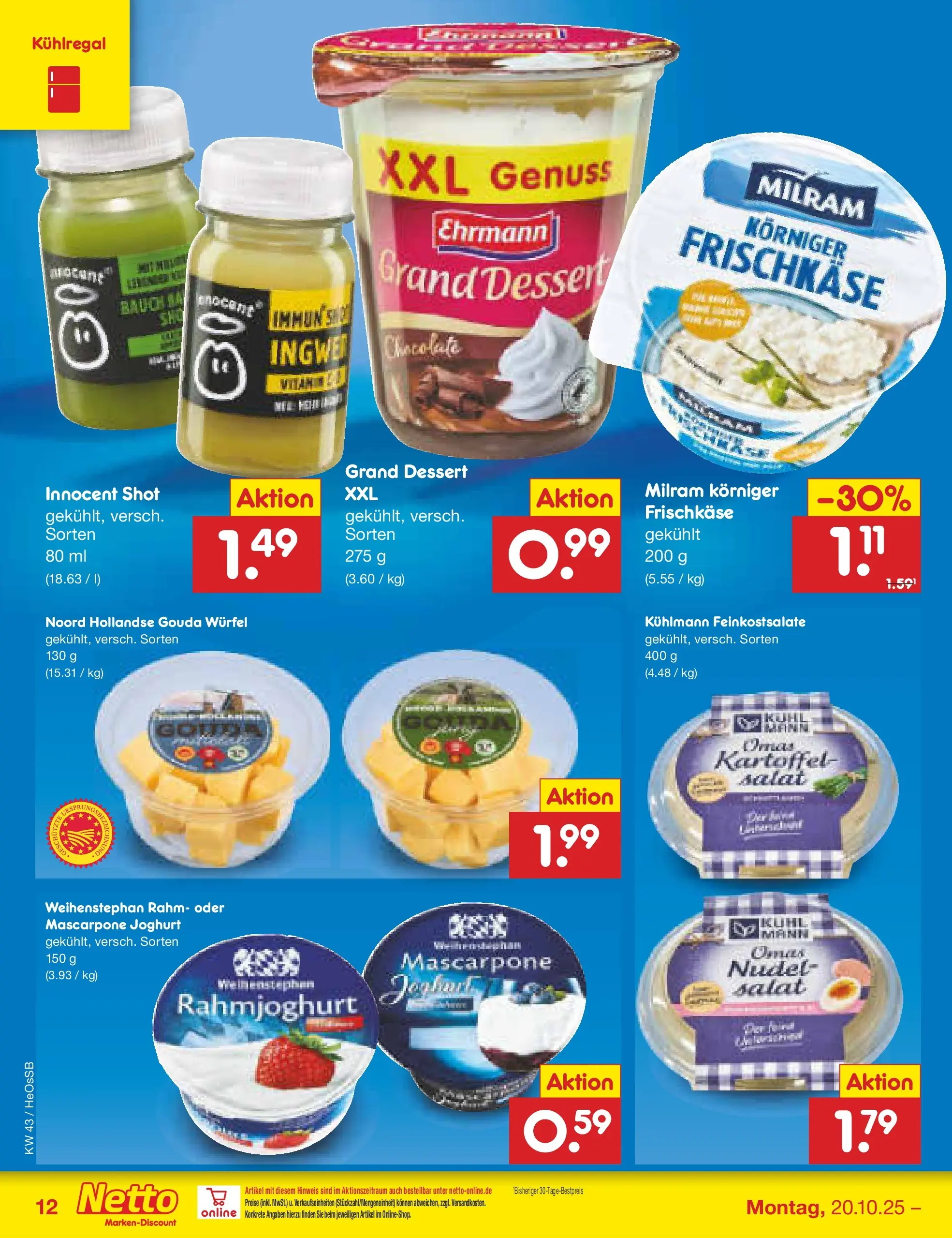 Netto Marken-Discount prospekt Kröpelin	 (ab 19.10.2025) » Angebote | Seite: 12 | Produkte: Joghurt, Gouda, Salat, Frischkase