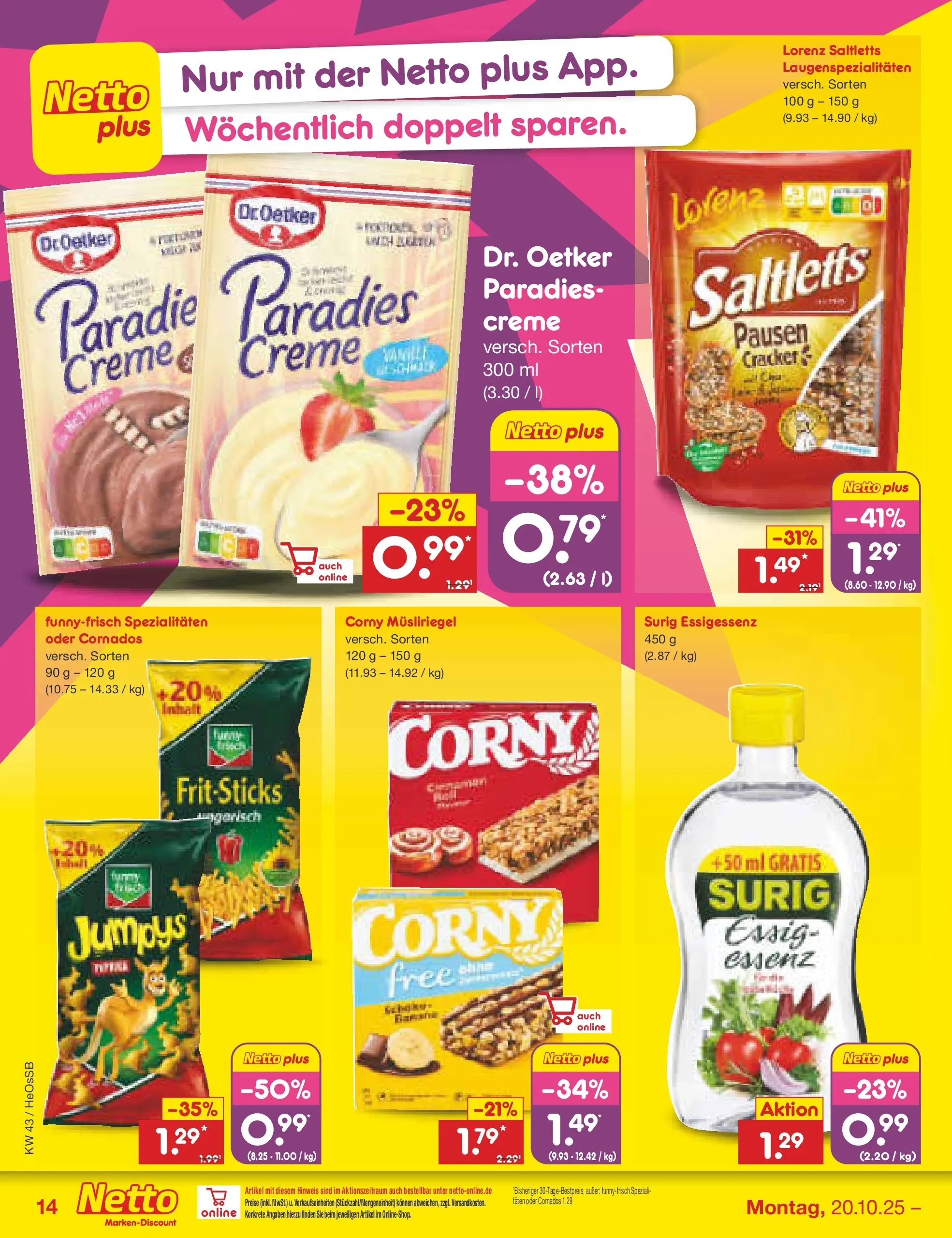 Netto Marken-Discount prospekt Kröpelin	 (ab 19.10.2025) » Angebote | Seite: 14 | Produkte: Essig, Creme