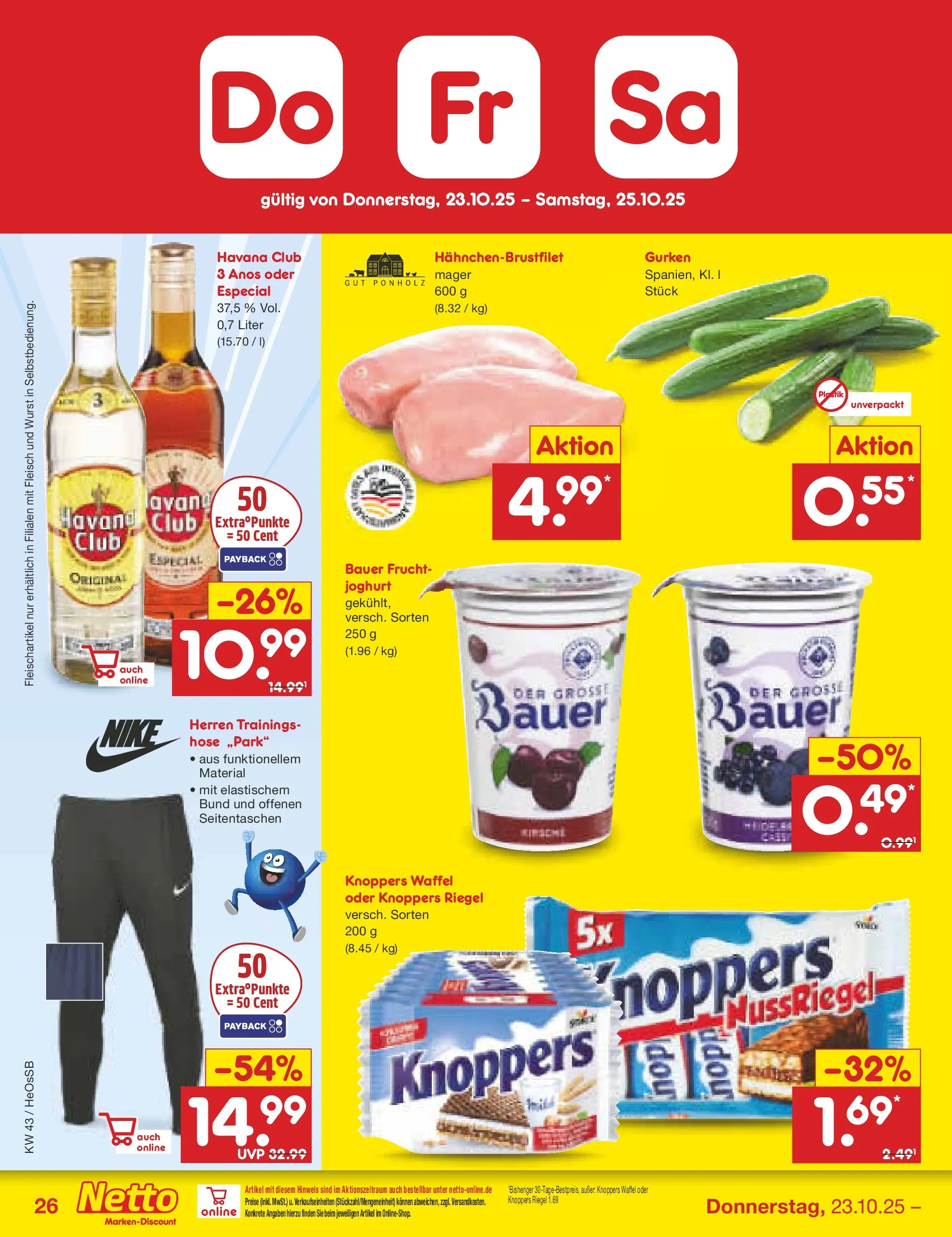 Netto Marken-Discount prospekt Kröpelin	 (ab 19.10.2025) » Angebote | Seite: 30 | Produkte: Havana club, Joghurt, Hose, Knoppers