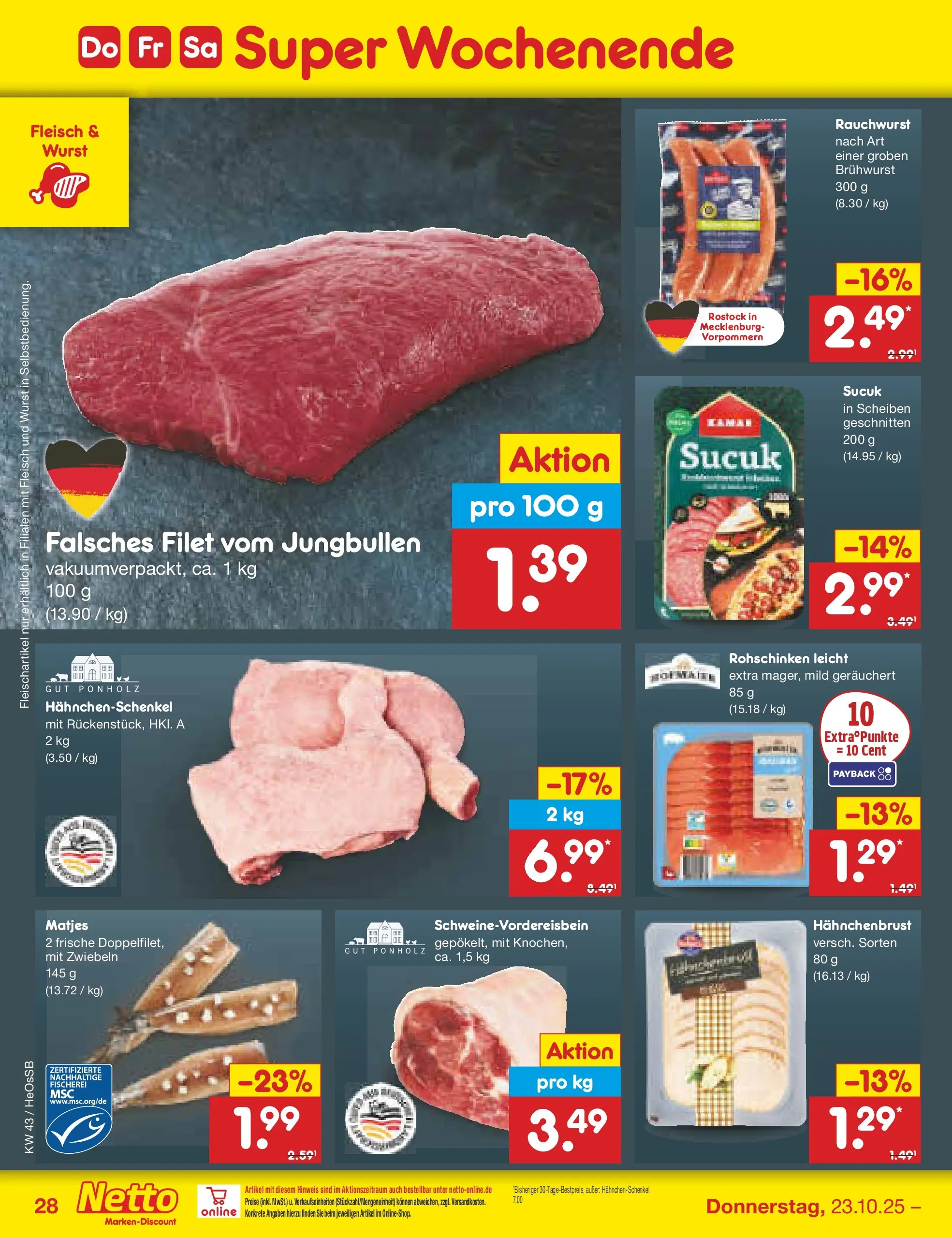 Netto Marken-Discount prospekt Kröpelin	 (ab 19.10.2025) » Angebote | Seite: 32 | Produkte: Zwiebeln, Wurst, Fleisch, Hahnchenbrust