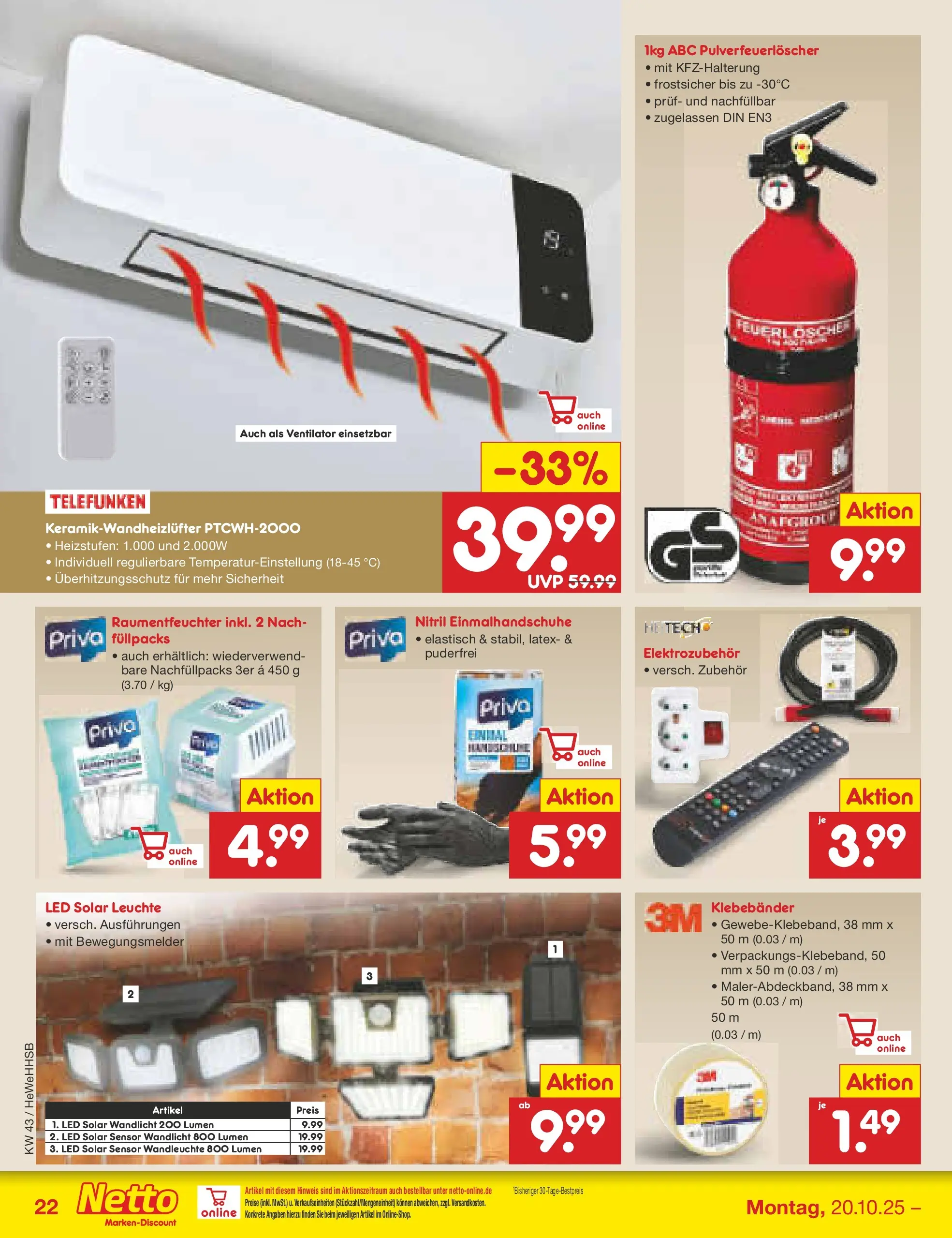 Netto Marken-Discount prospekt Brietlingen	 (ab 19.10.2025) » Angebote | Seite: 26 | Produkte: Ventilator, Wandleuchte