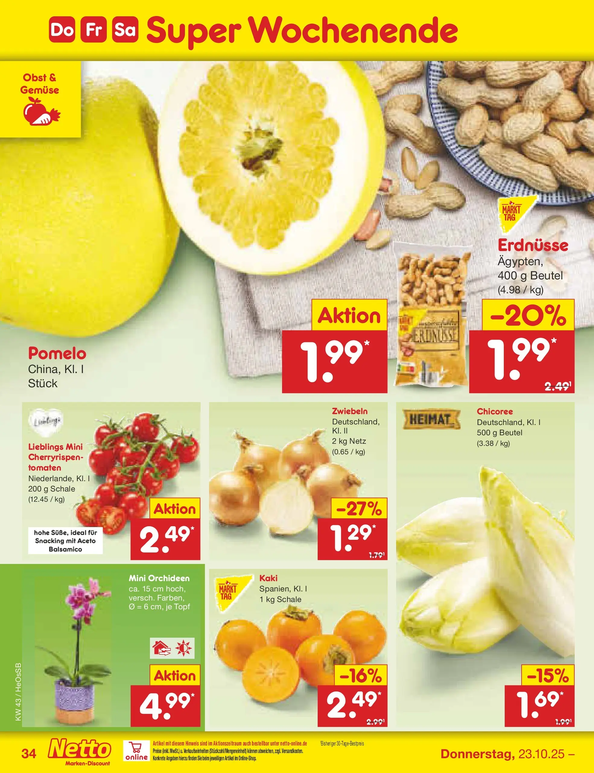 Netto Marken-Discount prospekt Kröpelin	 (ab 19.10.2025) » Angebote | Seite: 38 | Produkte: Erdnüsse, Balsamico, Gemüse, Kaki