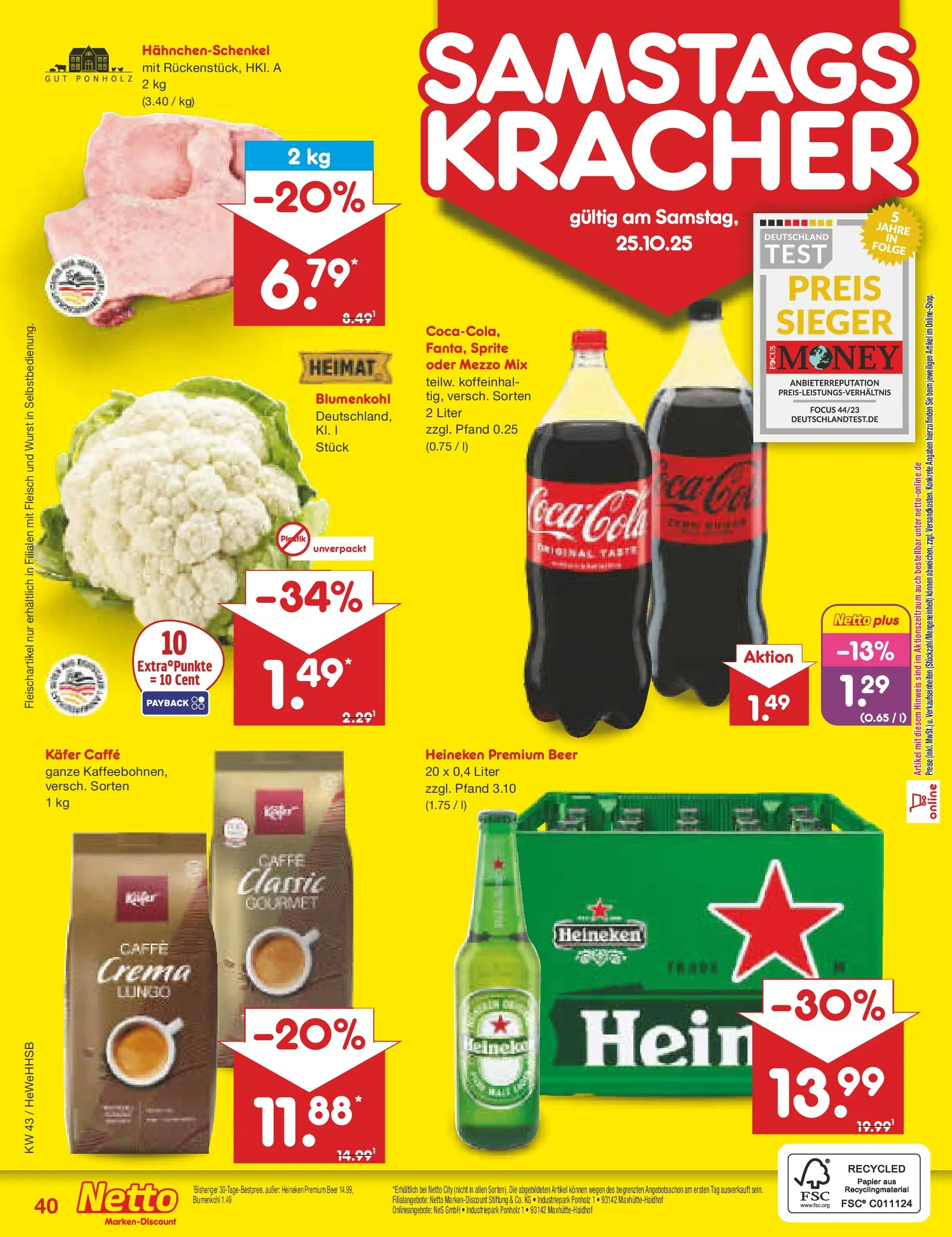 Netto Marken-Discount prospekt Brietlingen	 (ab 19.10.2025) » Angebote | Seite: 44 | Produkte: Sprite, Hahnchenschenkel, Wurst, Fleisch