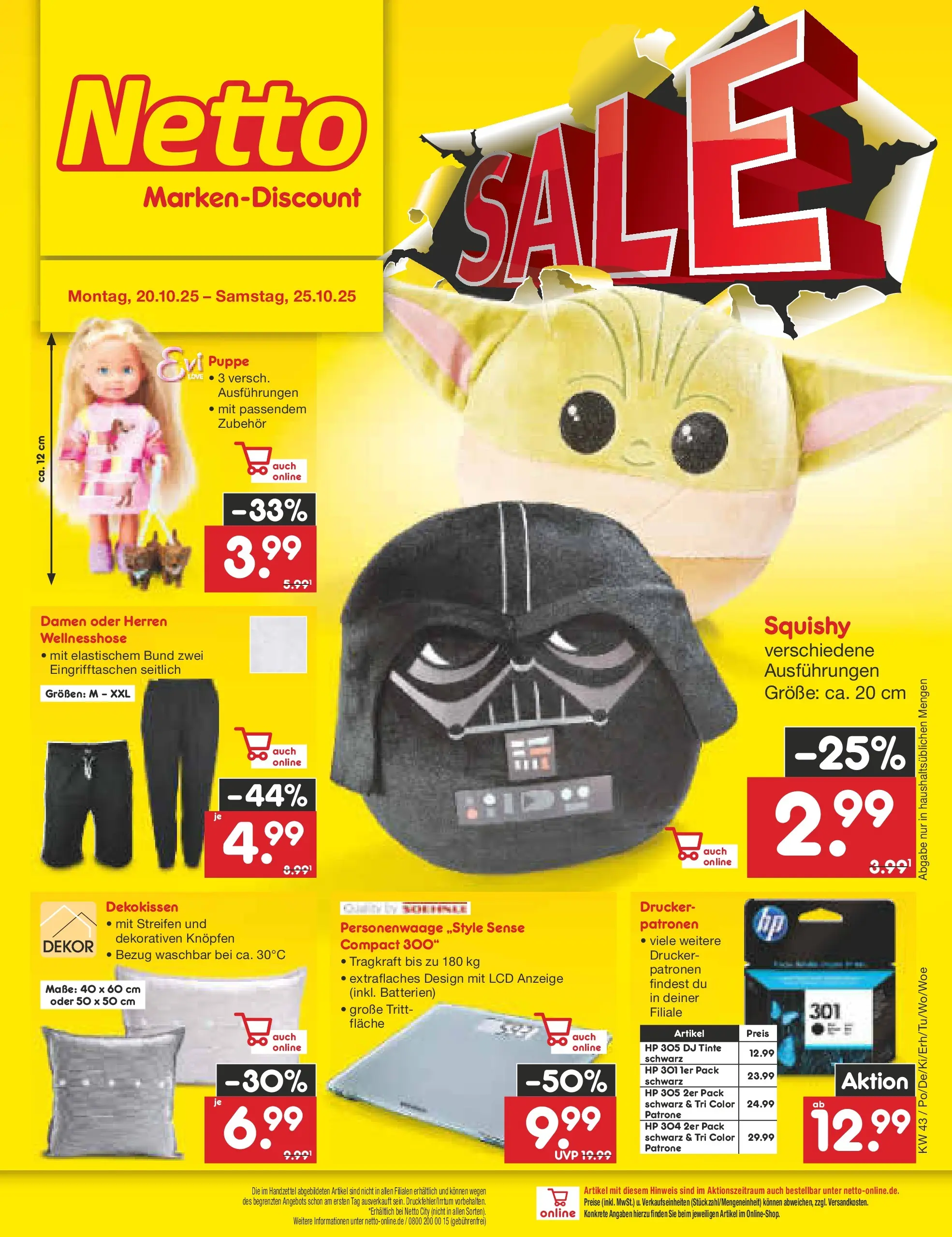 Netto Marken-Discount prospekt Oberhaid	 (ab 19.10.2025) » Angebote | Seite: 24 | Produkte: HP, Batterien, Personenwaage, Drucker