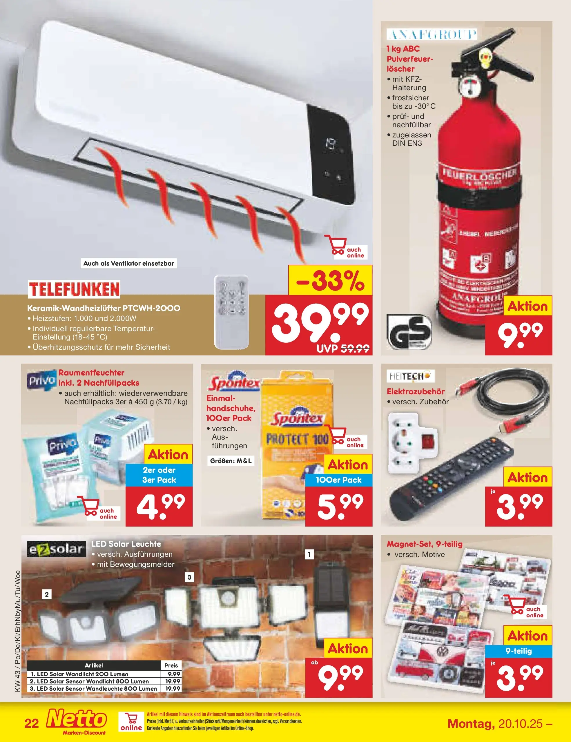 Netto Marken-Discount prospekt Oberhaid	 (ab 19.10.2025) » Angebote | Seite: 28 | Produkte: Ventilator, Wandleuchte