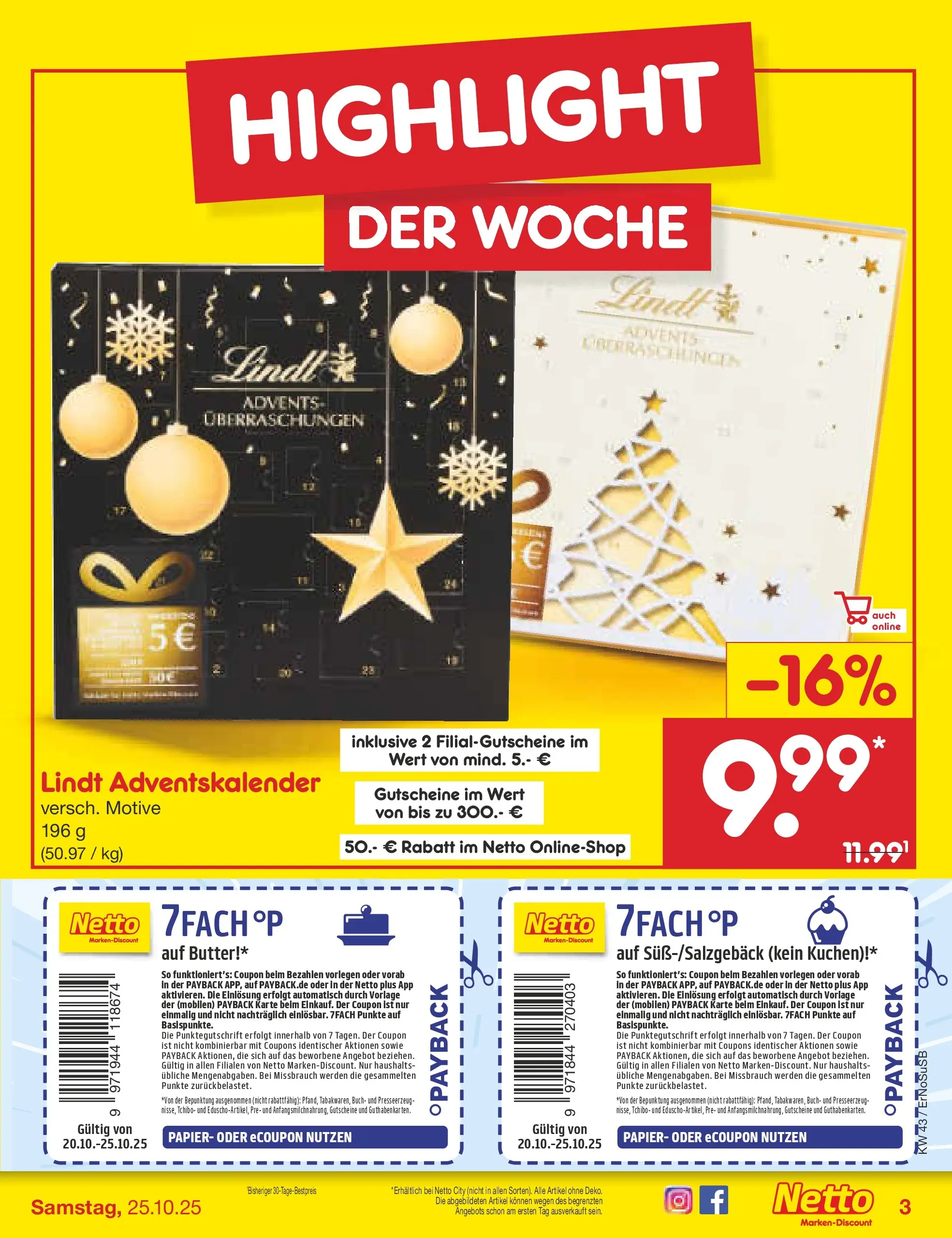 Netto Marken-Discount prospekt Erfurt (ab 20.10.2025) » Angebote | Seite: 3 | Produkte: Butter, Lindt, Kuchen Netto Marken-Discount prospekt Erfurt (ab 20.10.2025) » Angebote | Seite: 3 | Produkte: Butter, Lindt, Kuchen