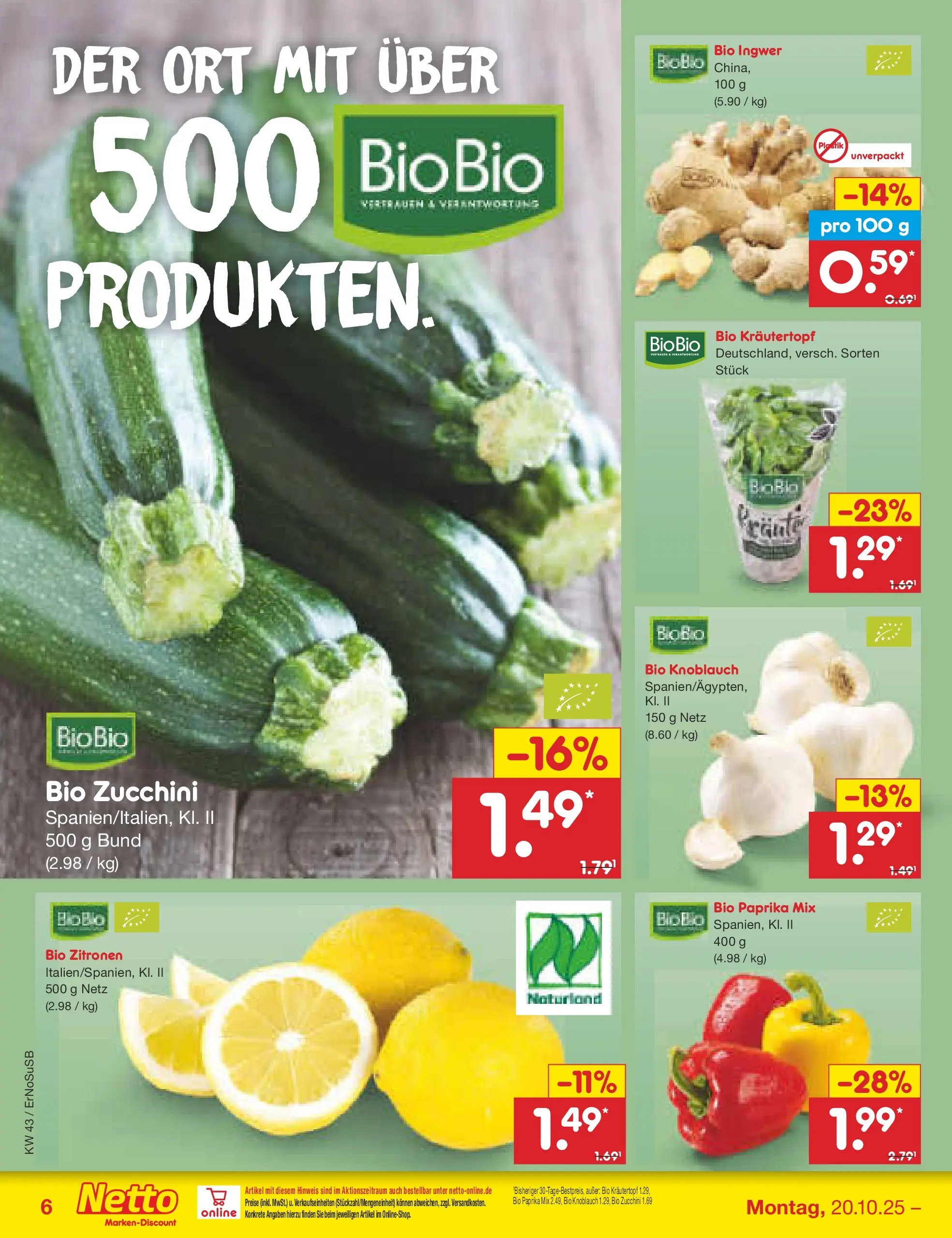 Netto Marken-Discount prospekt Erfurt (ab 20.10.2025) » Angebote | Seite: 8 | Produkte: Paprika, Knoblauch, Zucchini, Zitronen Netto Marken-Discount prospekt Erfurt (ab 20.10.2025) » Angebote | Seite: 8 | Produkte: Paprika, Knoblauch, Zucchini, Zitronen
