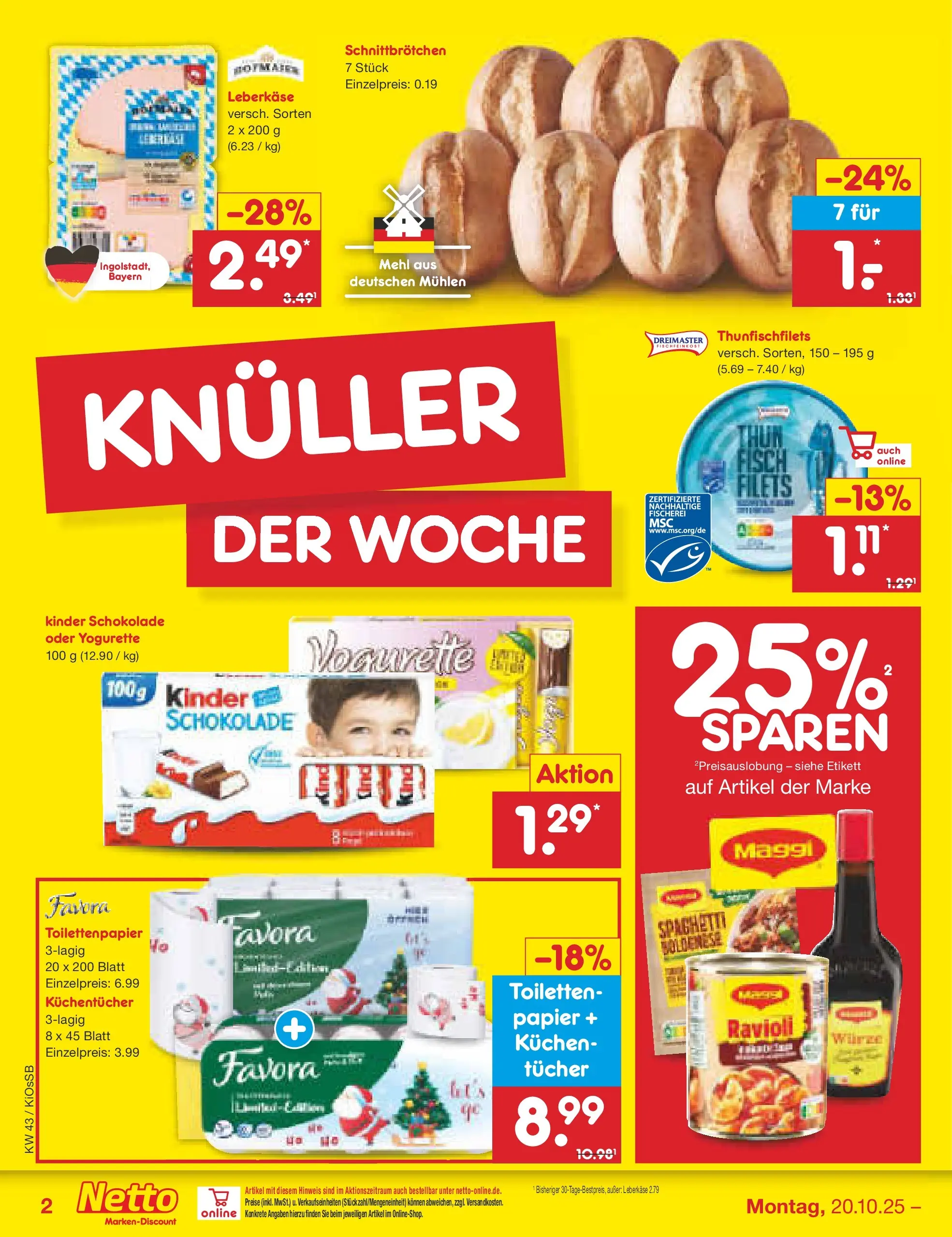 Netto Marken-Discount prospekt Oberhaid	 (ab 19.10.2025) » Angebote | Seite: 2 | Produkte: Maggi, Yogurette, Kuchen, Leberkase