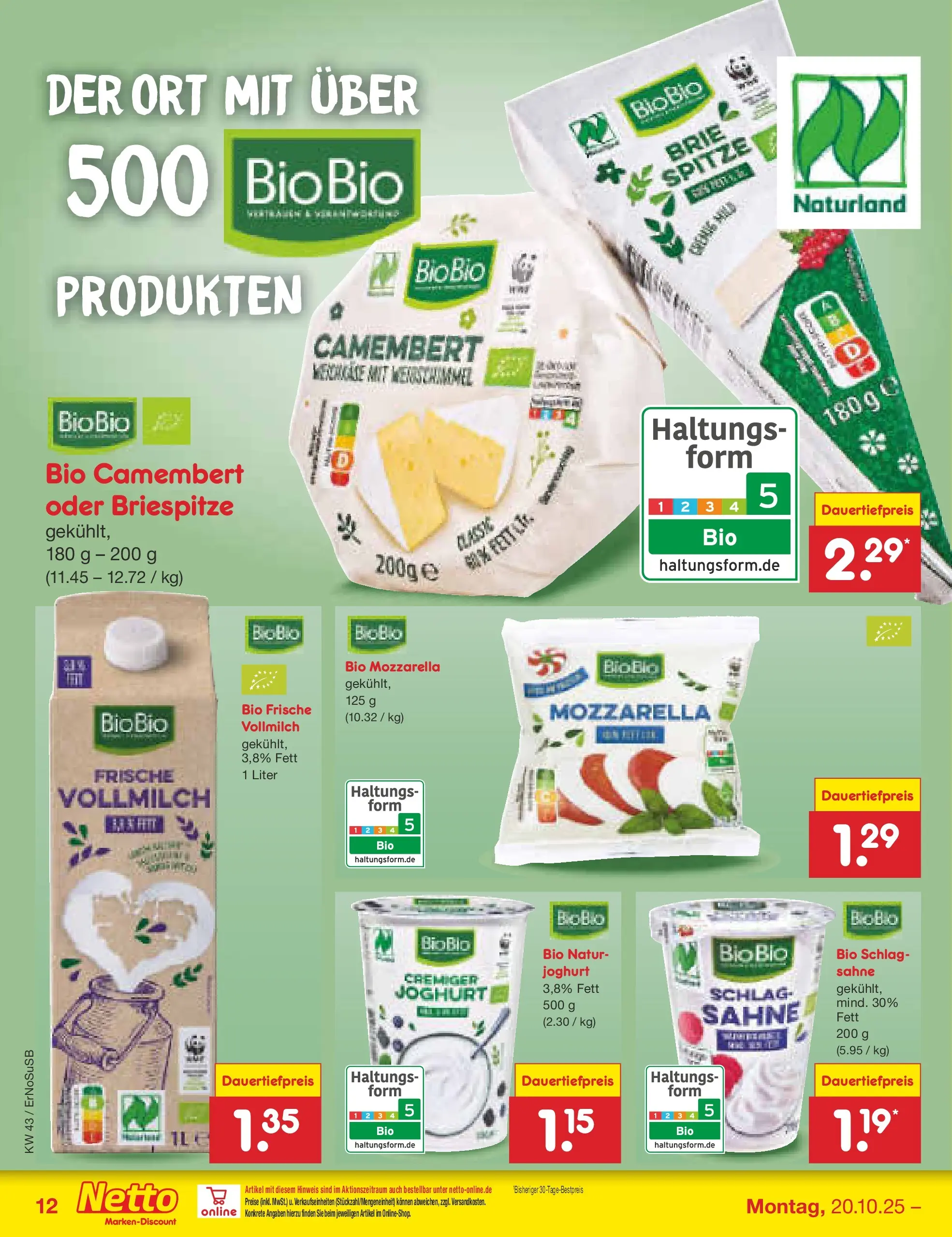 Netto Marken-Discount prospekt Erfurt (ab 20.10.2025) » Angebote | Seite: 14 | Produkte: Joghurt, Mozzarella, Sahne Netto Marken-Discount prospekt Erfurt (ab 20.10.2025) » Angebote | Seite: 14 | Produkte: Joghurt, Mozzarella, Sahne