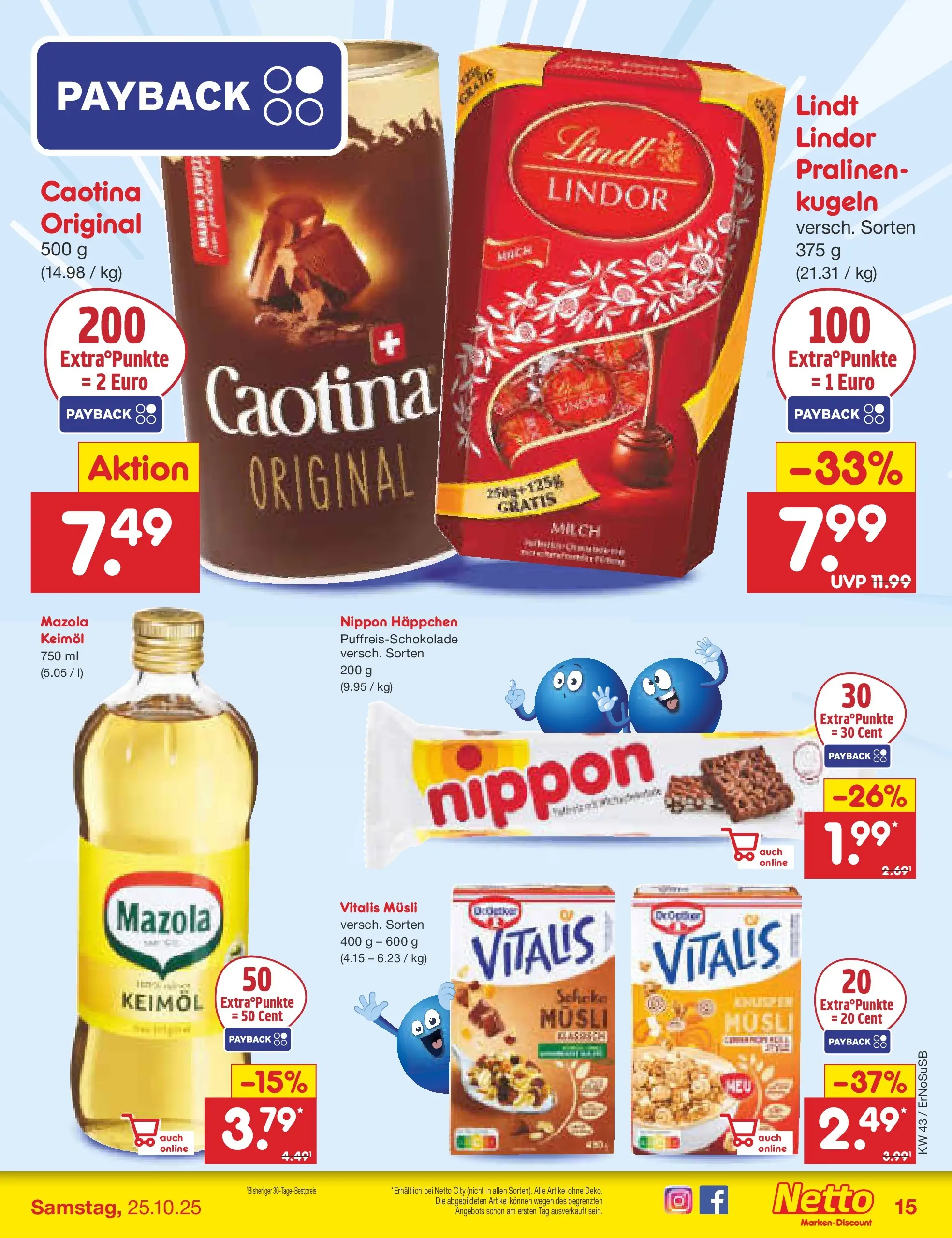 Netto Marken-Discount prospekt Erfurt (ab 20.10.2025) » Angebote | Seite: 17 | Produkte: Musli, Milch, Lindt Netto Marken-Discount prospekt Erfurt (ab 20.10.2025) » Angebote | Seite: 17 | Produkte: Musli, Milch, Lindt