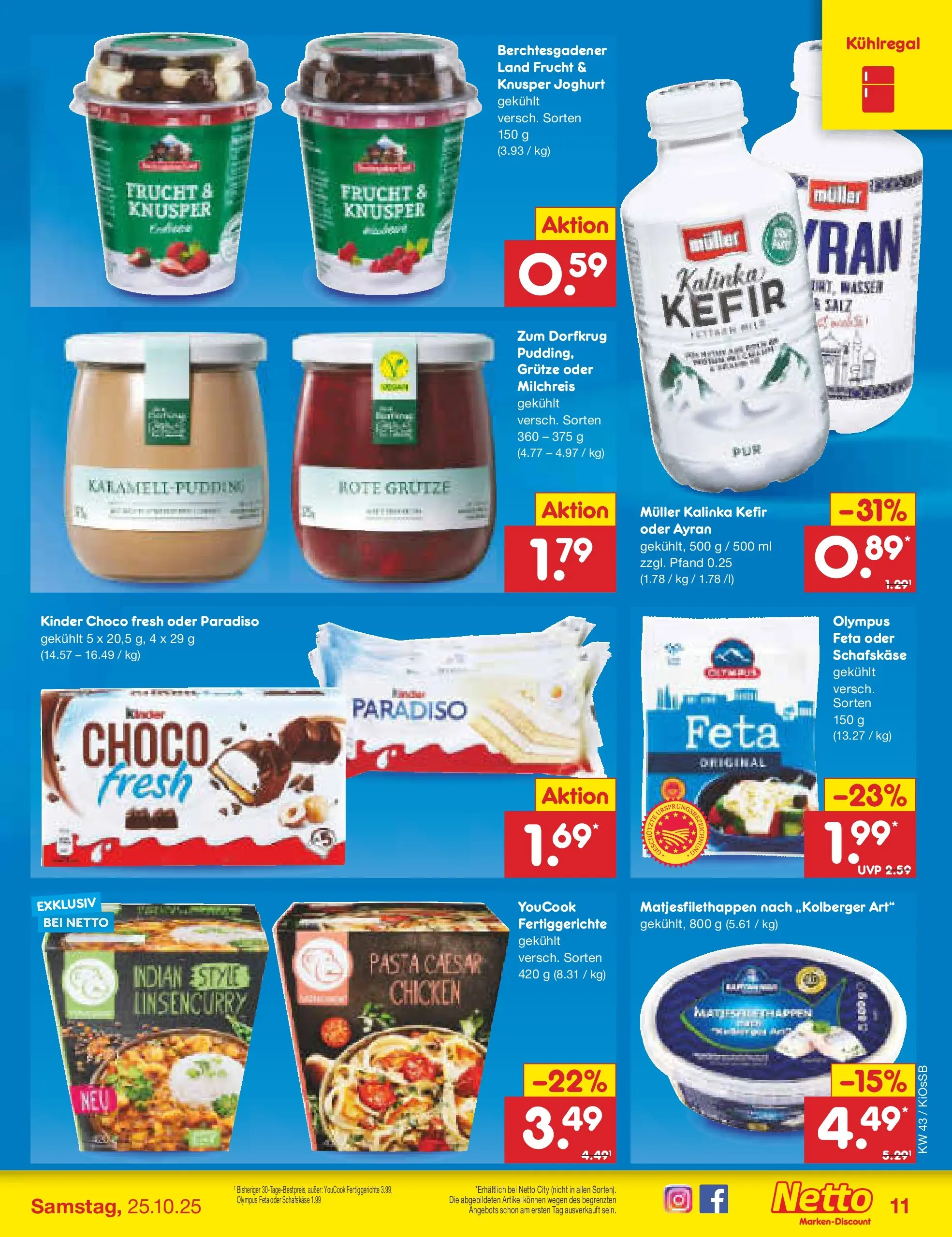 Netto Marken-Discount prospekt Oberhaid	 (ab 19.10.2025) » Angebote | Seite: 11 | Produkte: Feta, Wasser, Salz, Schafskase